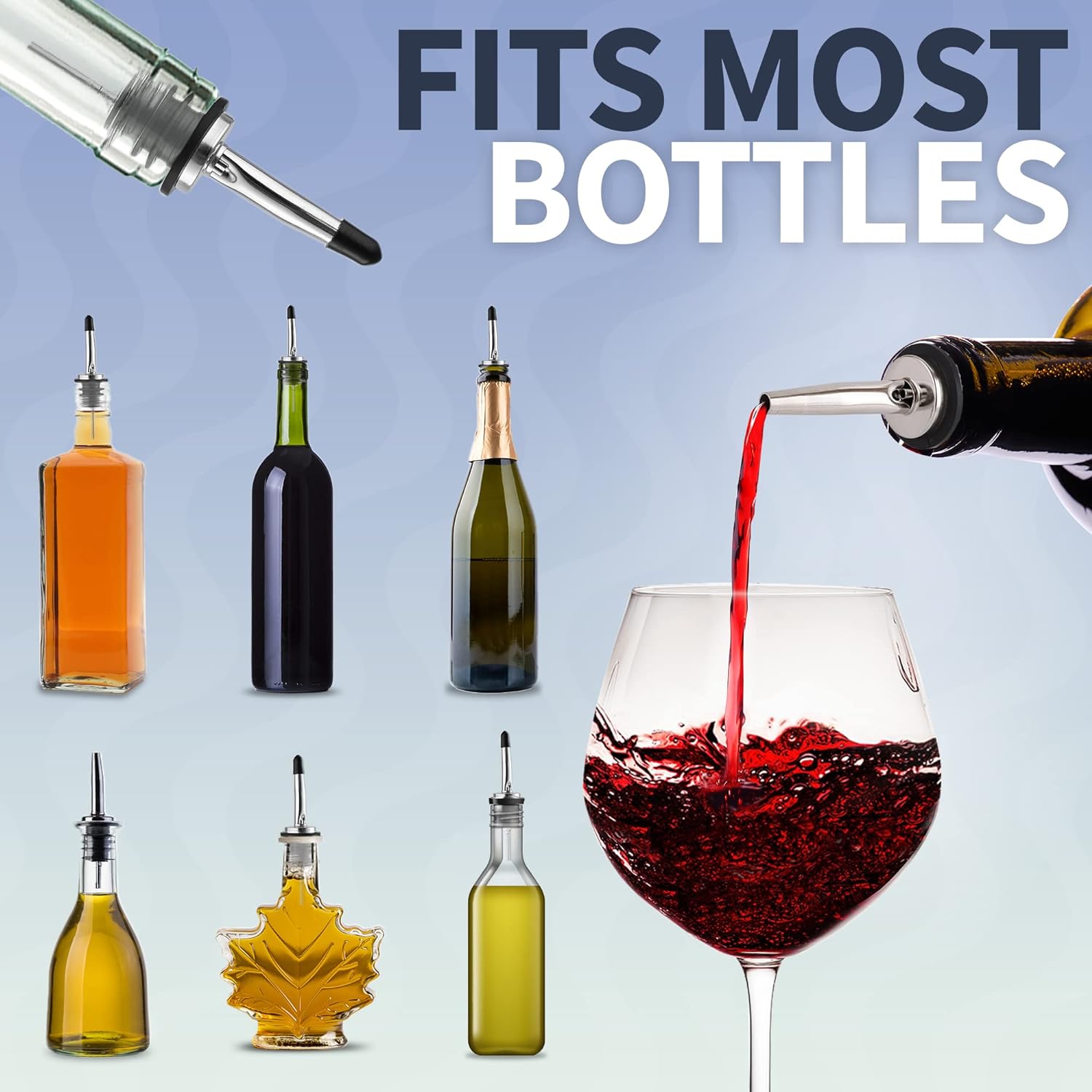 Stainless Steel Liquor Pourers that Fits Most Bottles by Zulay Kitchen