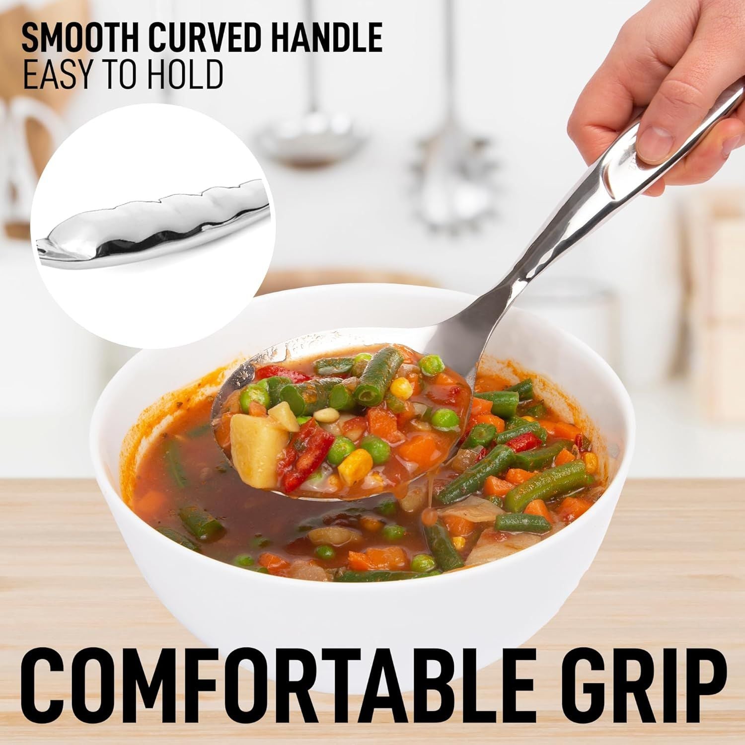 Comfortable Grip Handle Stainless Steel Serving Spoon by Zulay Kitchen