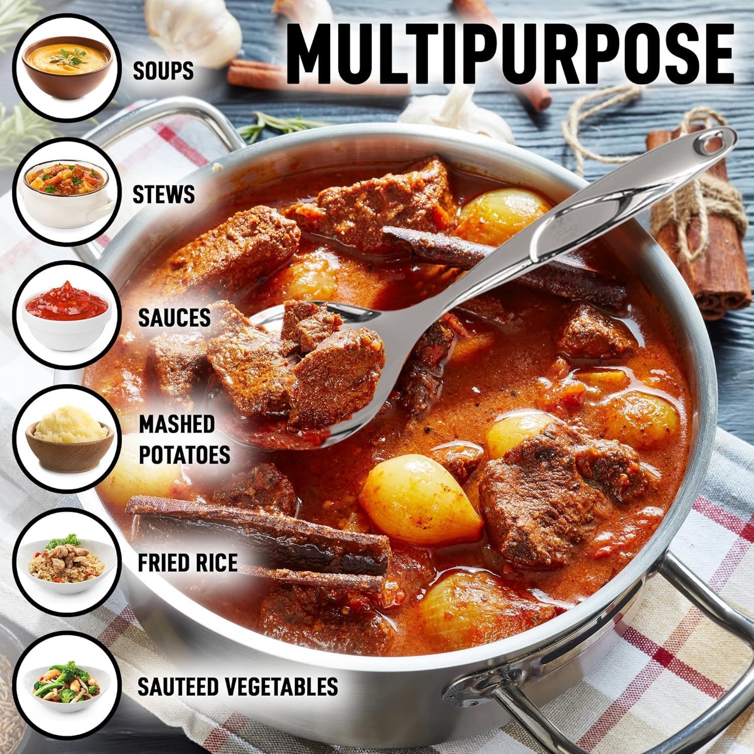 Multipurpose Large Stainless Steel Serving Spoon by Zulay Kitchen