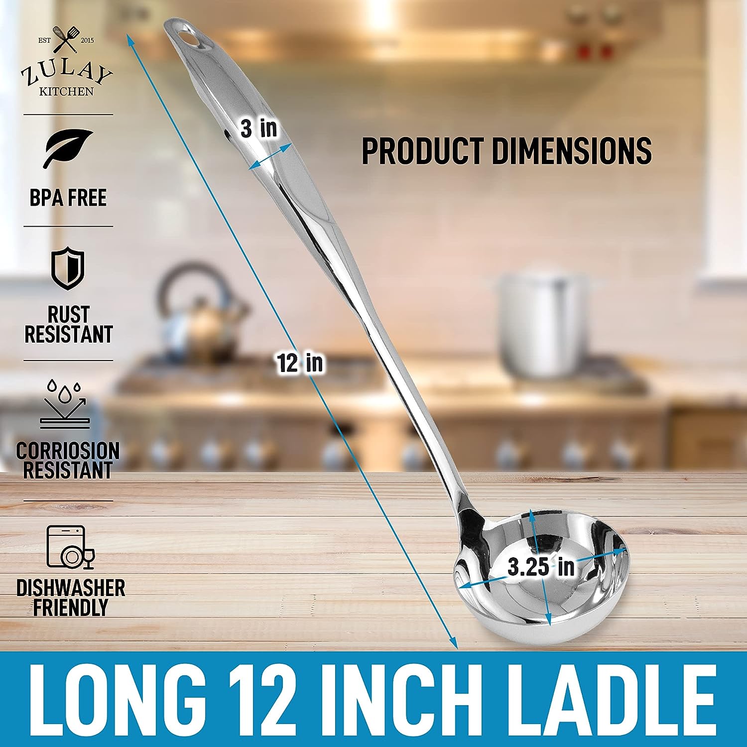 Premium Stainless Steel Soup Ladle by Zulay Kitchen