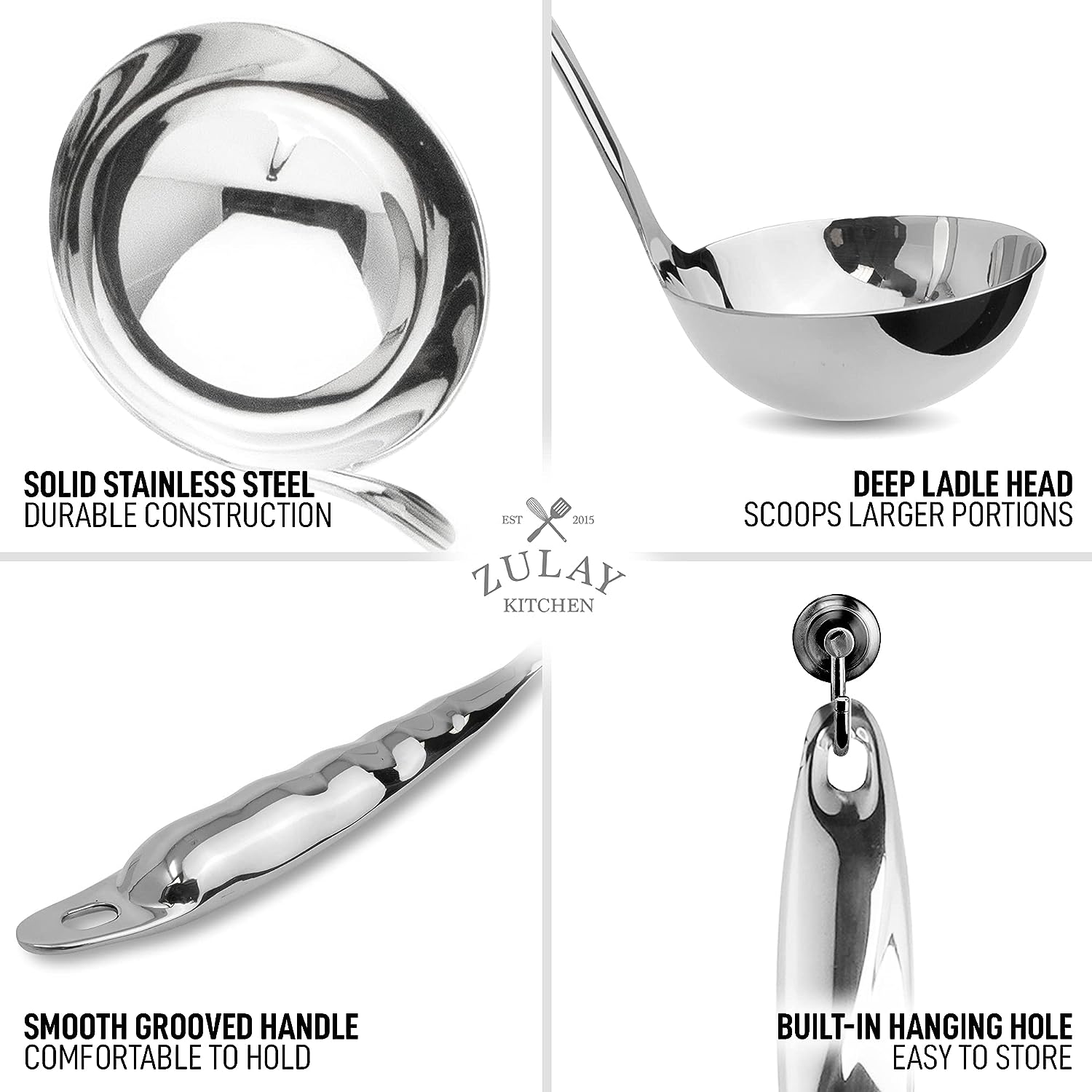 Durable Solid Stainless Steel Soup Ladle by Zulay Kitchen