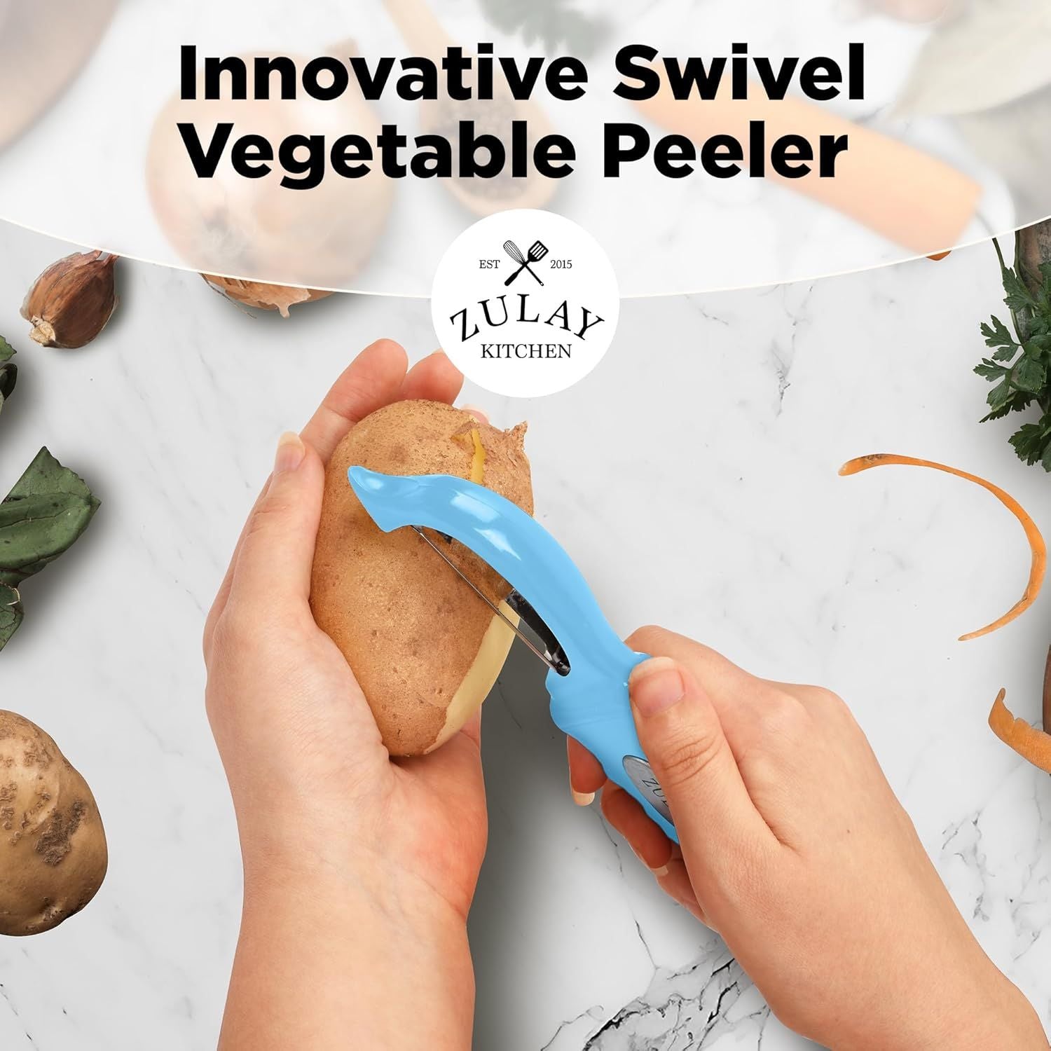 Innovative Stainless Steel Swivel Vegetable Peeler by Zulay Kitchen