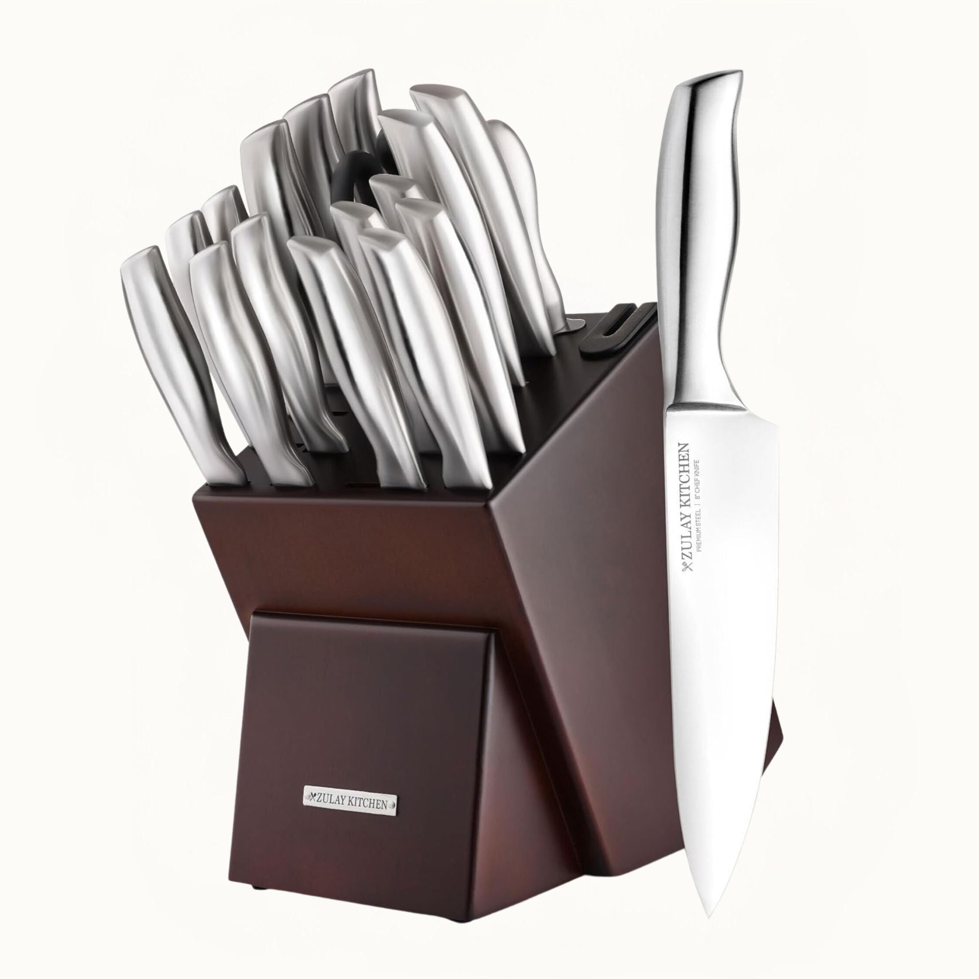 Stainless Steel Kitchen Knife Set 18pc Dark Brown by Zulay Kitchen