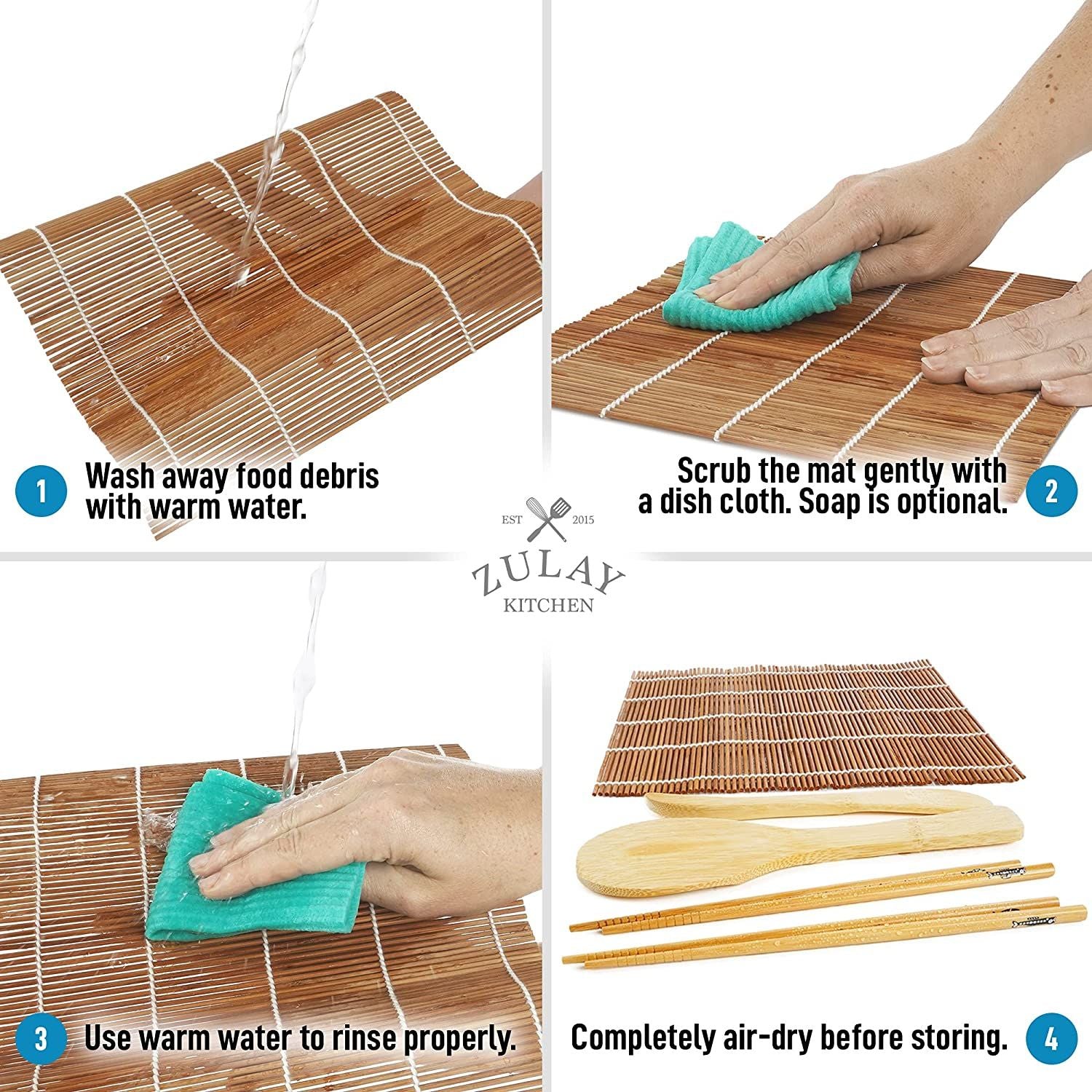 To Keep Your Bamboo Sushi Making Kit Clean by Zulay Kitchen