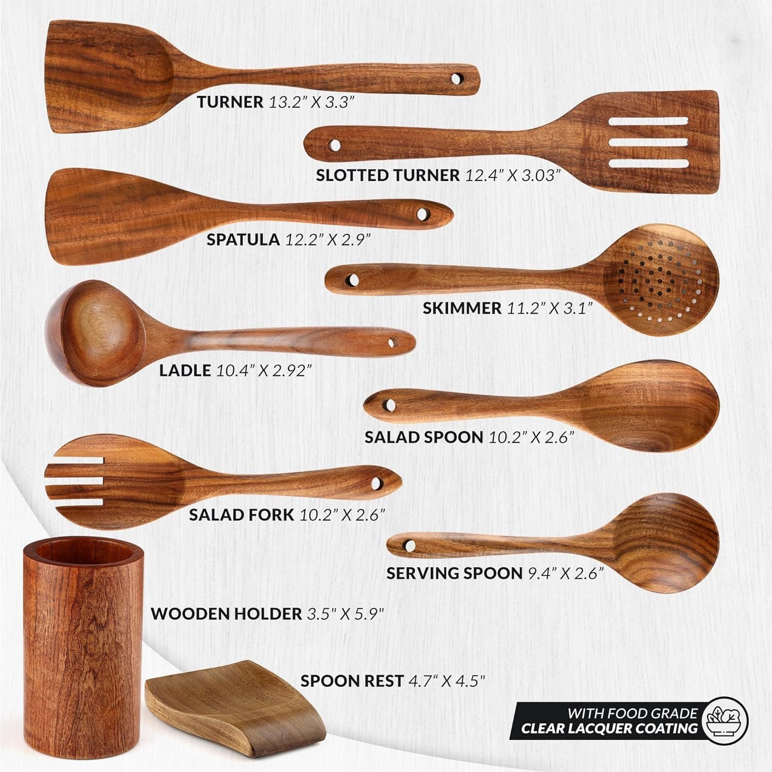 Premium Quality Teak Wood Utensil Set by Zulay Kitchen