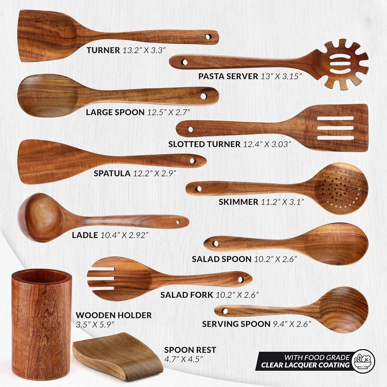 High Quality 30-Piece Teak Wood Utensil Set by Zulay Kitchen