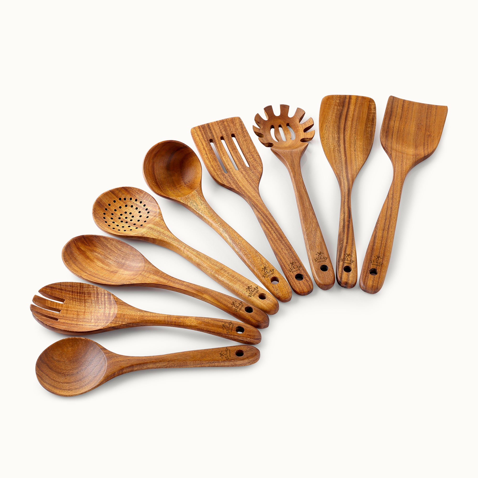 9-Piece Teak Wooden Utensils by Zulay Kitchen