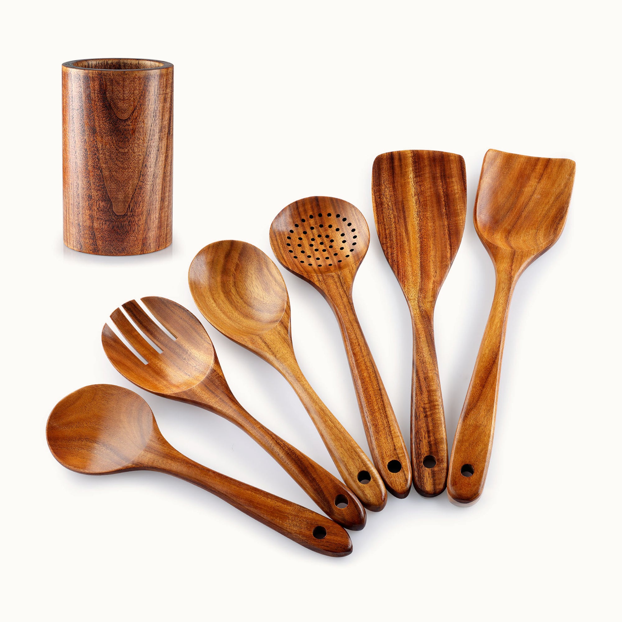Teak Wood Utensils Set-7-Piece Set by Zulay Kitchen