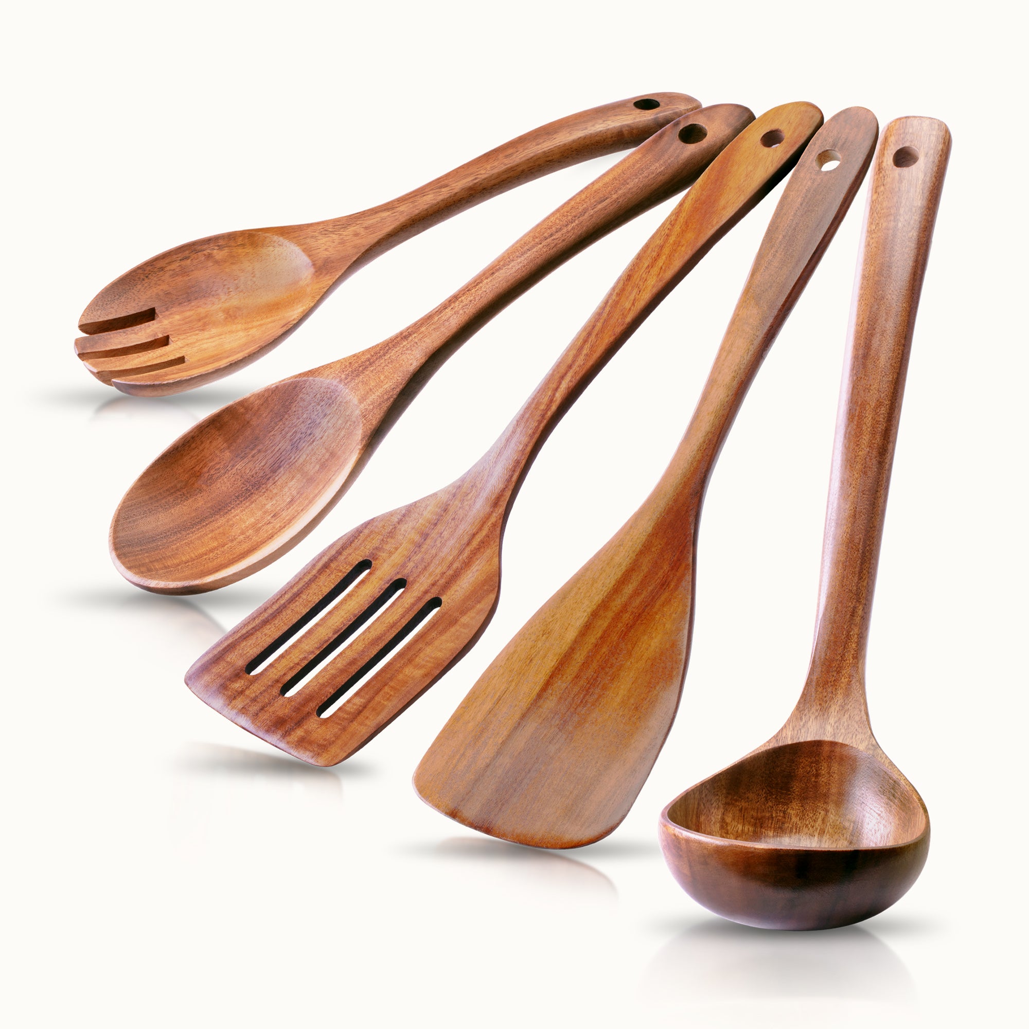 Teak Wood Utensils Large 5-Piece Set by Zulay Kitchen