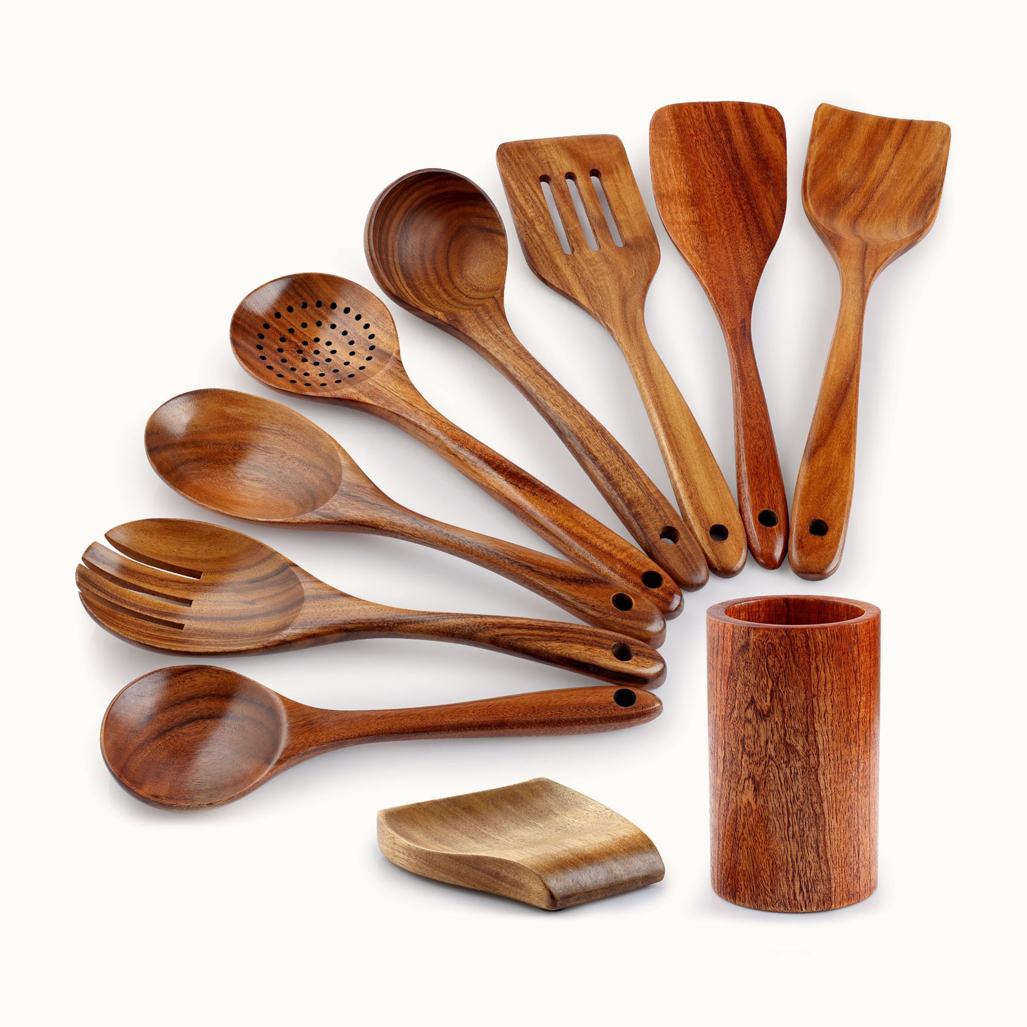 Teak Wood Utensils Large 10-Piece Set by Zulay Kitchen