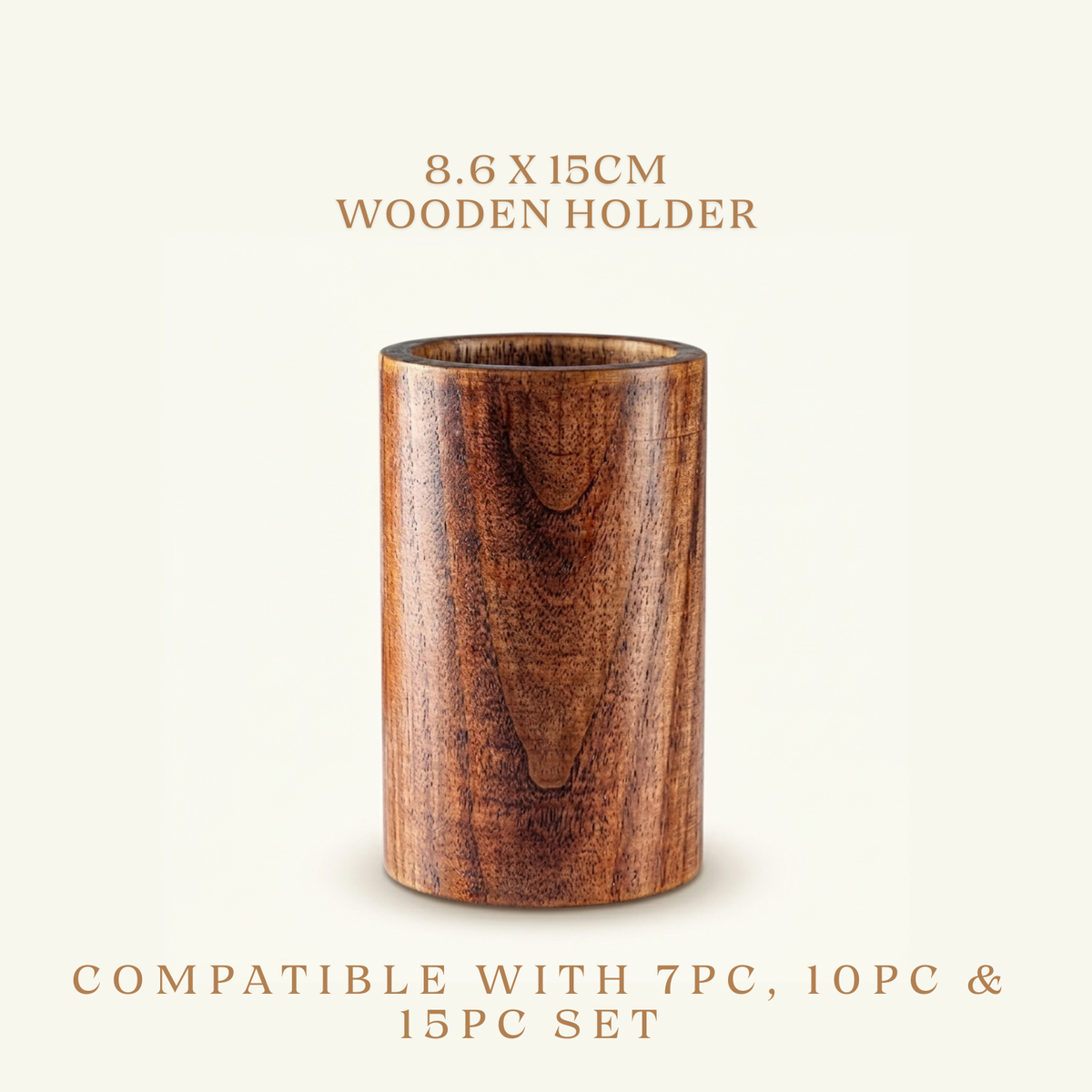 Teak Wood Utensils Set - 8.6 X 15 CM Wooden Holder - Replacement Part
