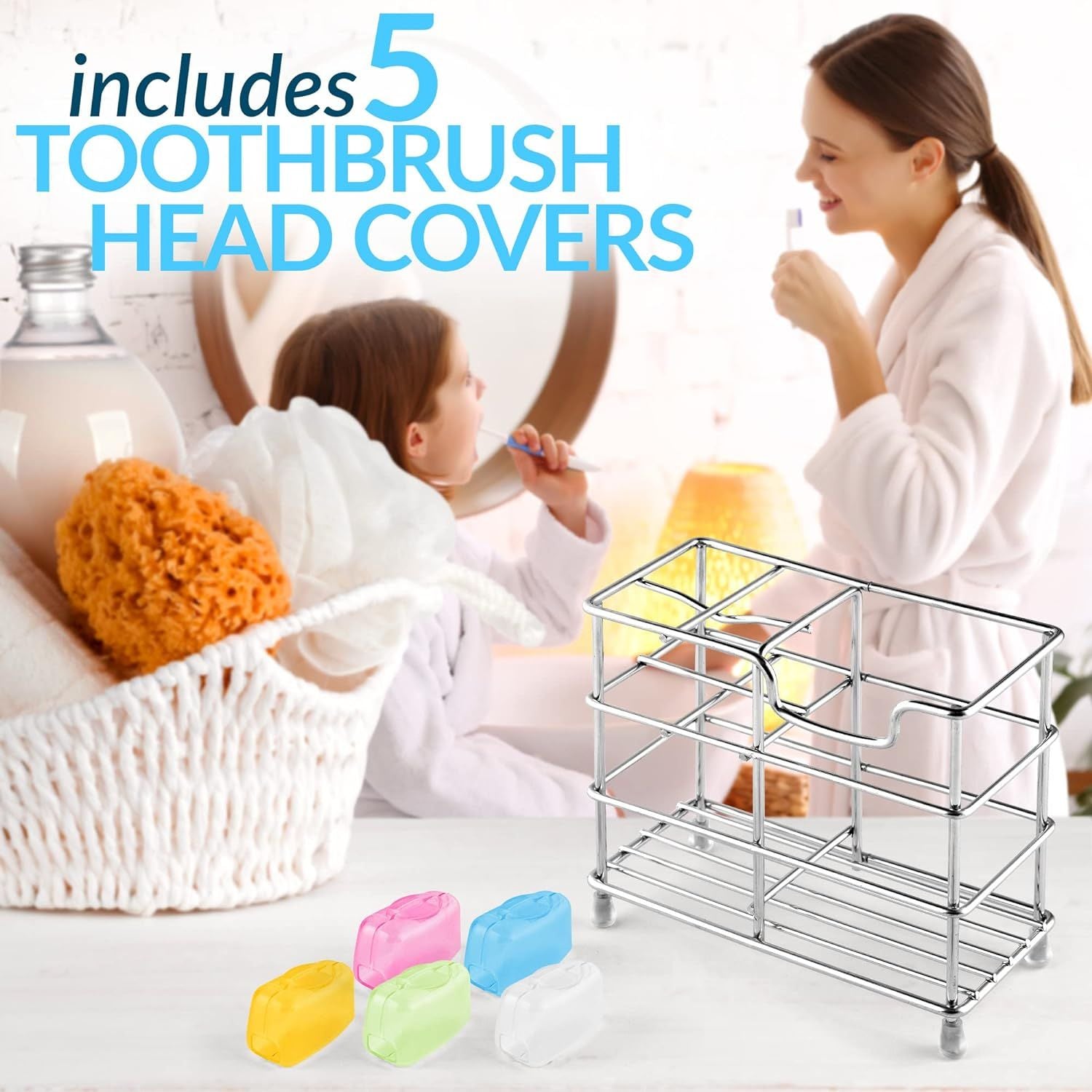 Toothpaste and Toothbrush Holder with Free Toothbrush Covers by Zulay Home