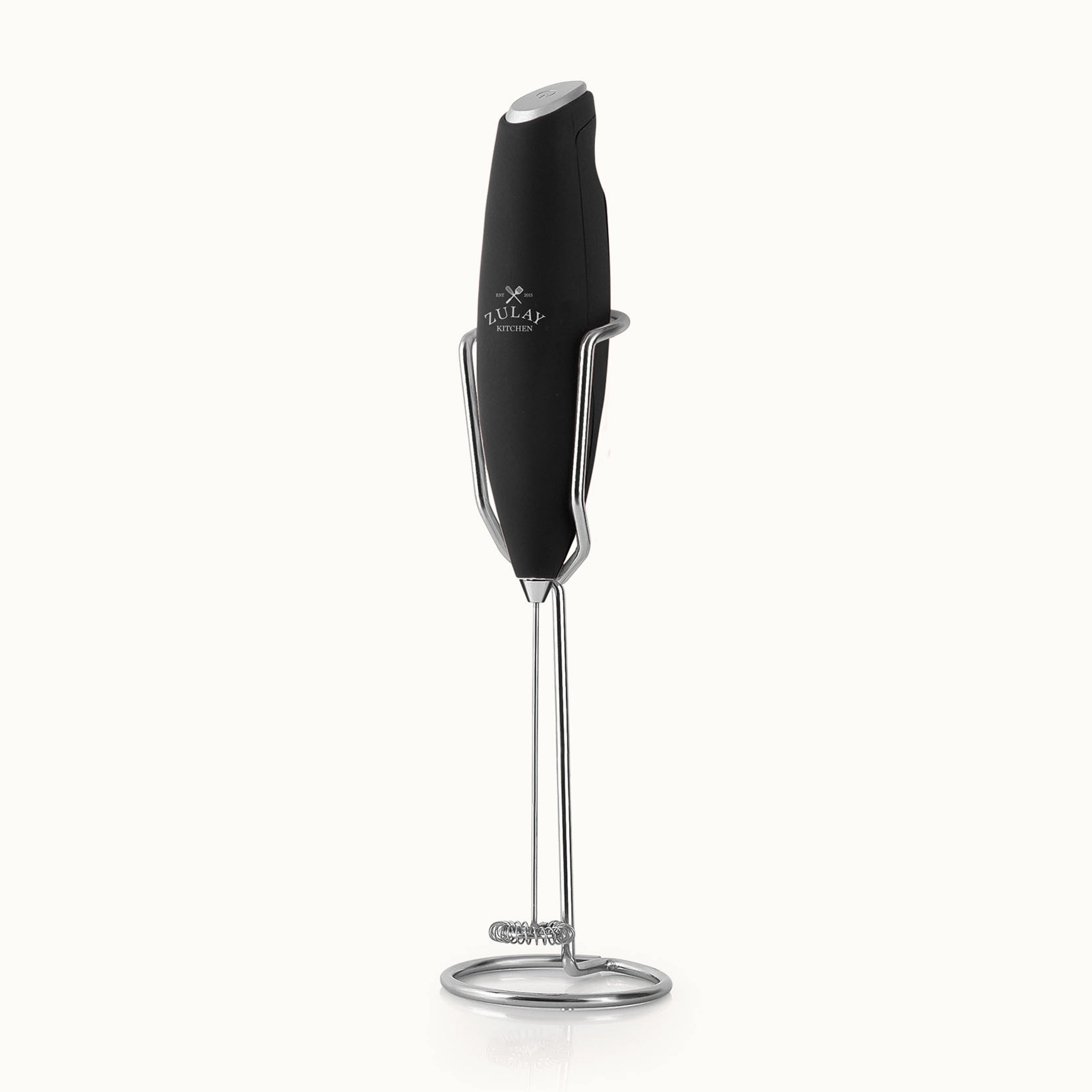 Ultra High Speed Milk Frother For Coffee With New Upgraded Stand-Metallic Black by Zulay Kitchen