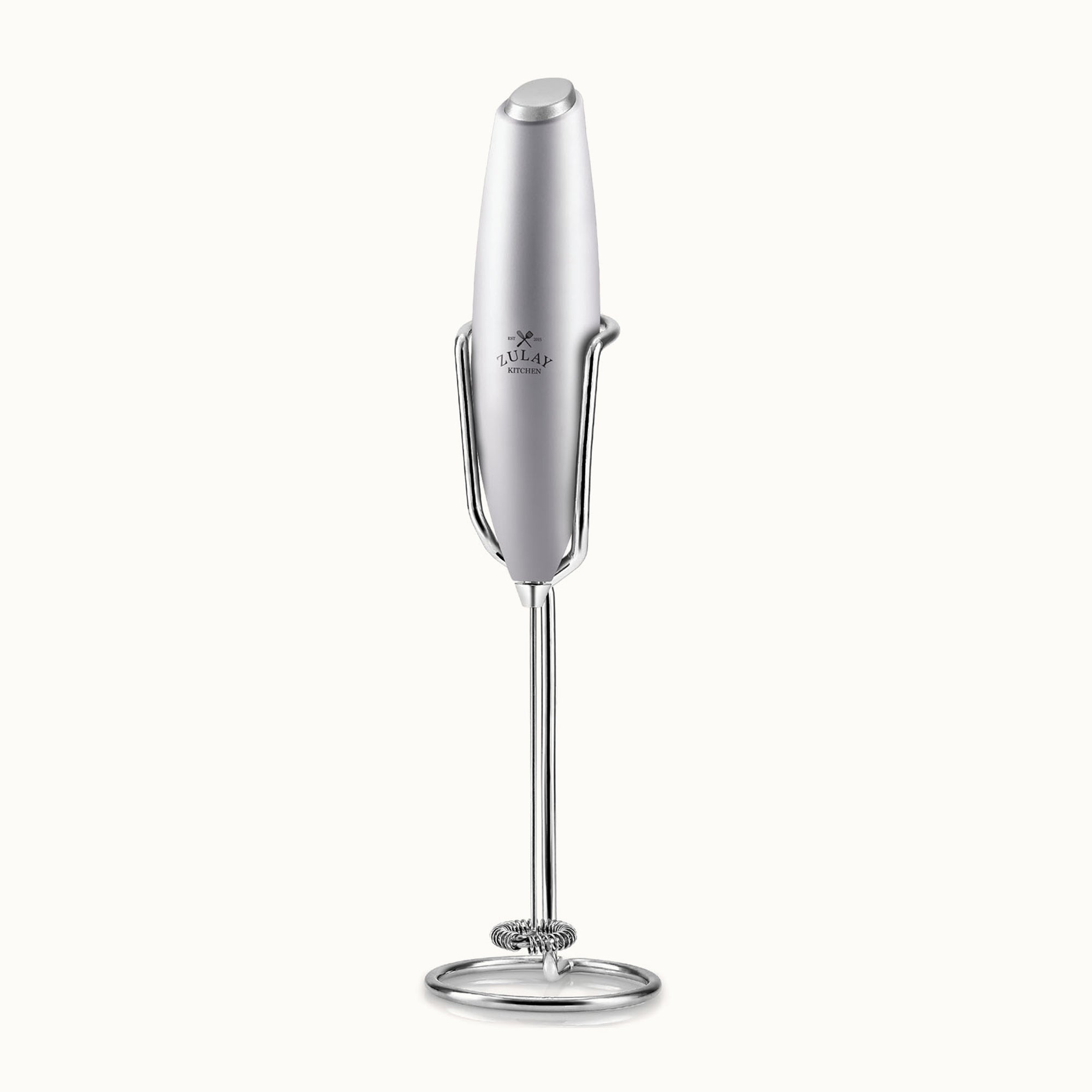 Ultra High Speed Milk Frother For Coffee With New Upgraded Stand-Titanium Silver by Zulay Kitchen