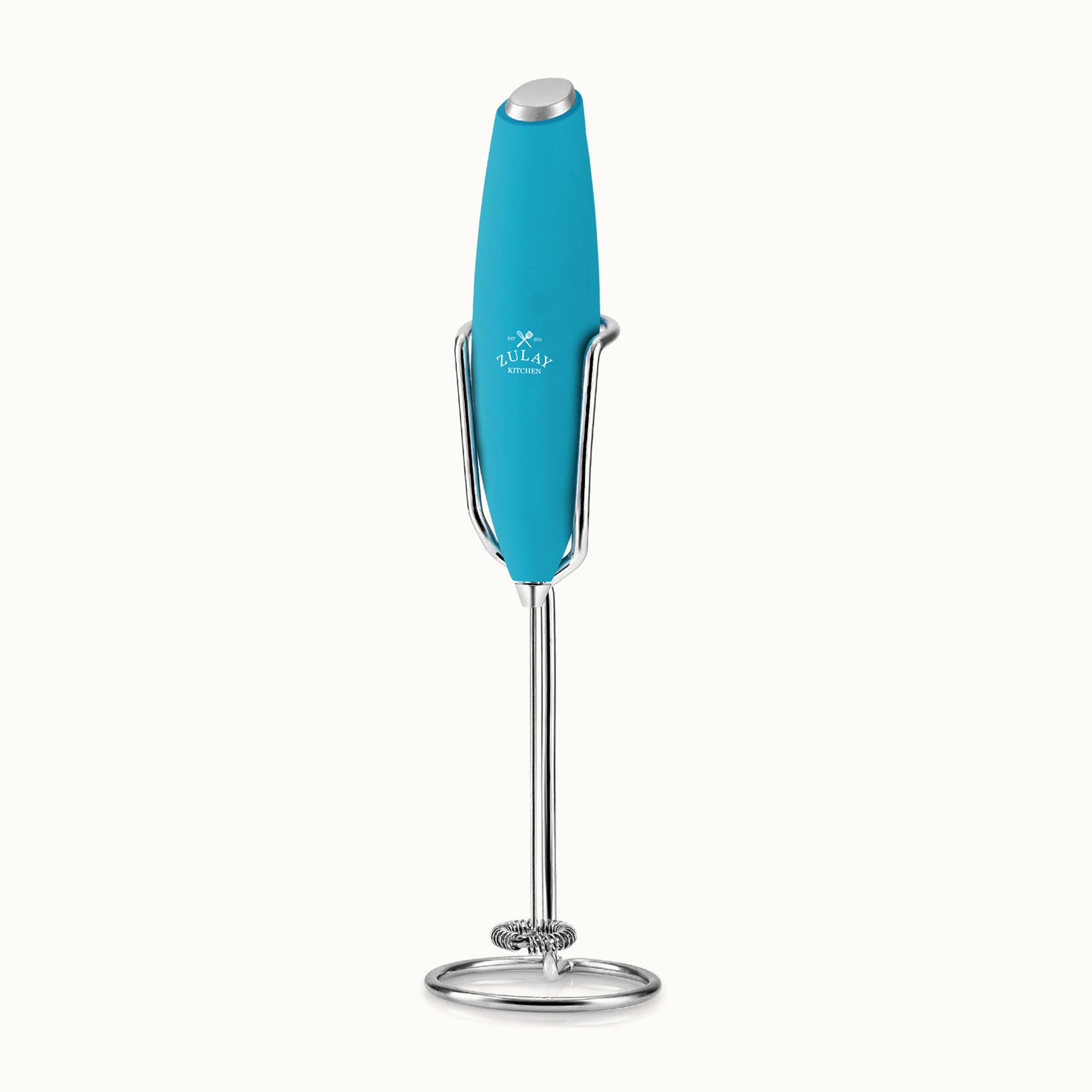 Ultra High Speed Milk Frother For Coffee With New Upgraded Stand-Teal by Zulay Kitchen