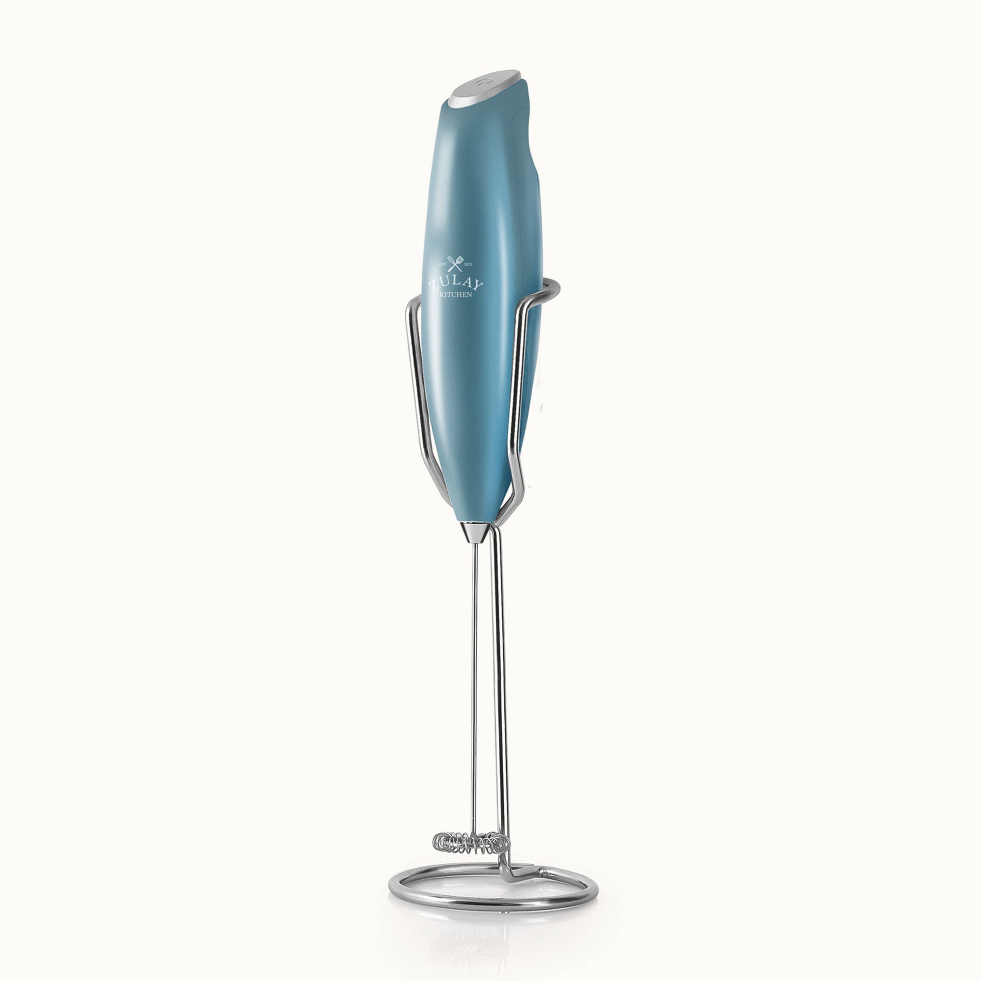 Ultra High Speed Milk Frother For Coffee With New Upgraded Stand-Metallic Ice Blue by Zulay Kitchen