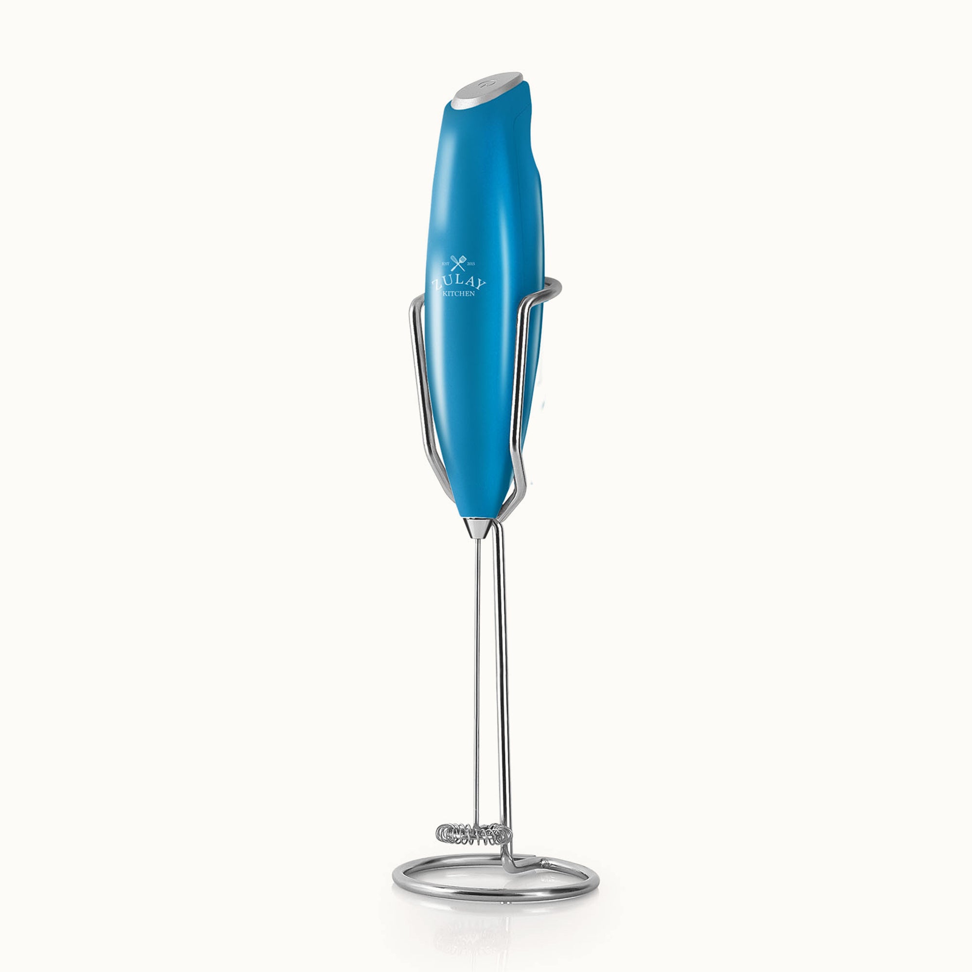 Ultra High Speed Milk Frother For Coffee With New Upgraded Stand-Metallic Blue by Zulay Kitchen