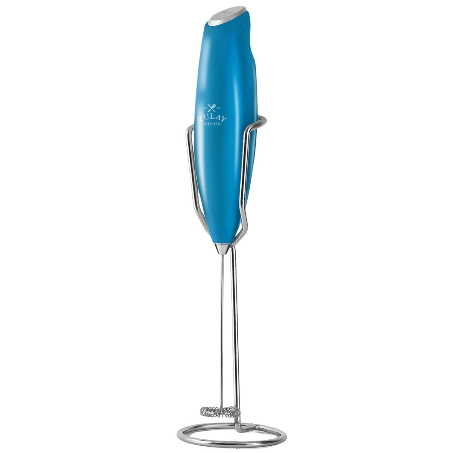 Ultra High Speed Milk Frother For Coffee With New Upgraded Stand-Metallic Blue by Zulay Kitchen
