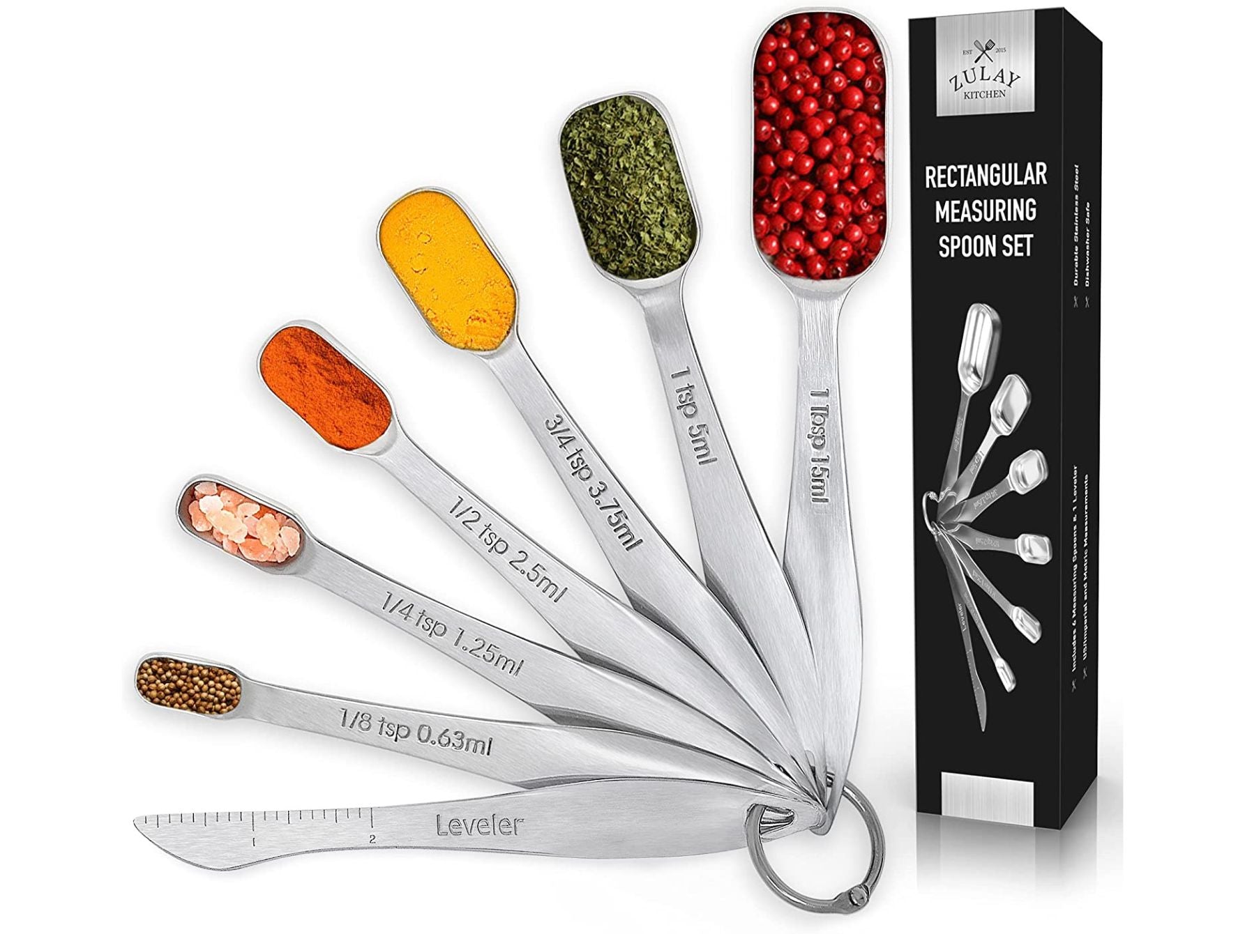 Measuring Spoon Set With Leveler - 7 Piece by Zulay Kitchen