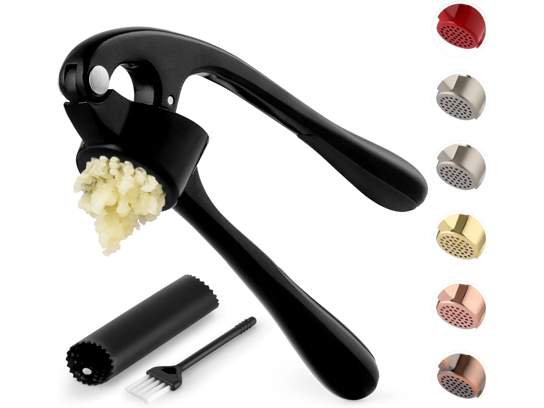 GARLIC PRESS AND PEELER SET WITH SILICONE PEELER & BRUSH by Zulay Kitchen