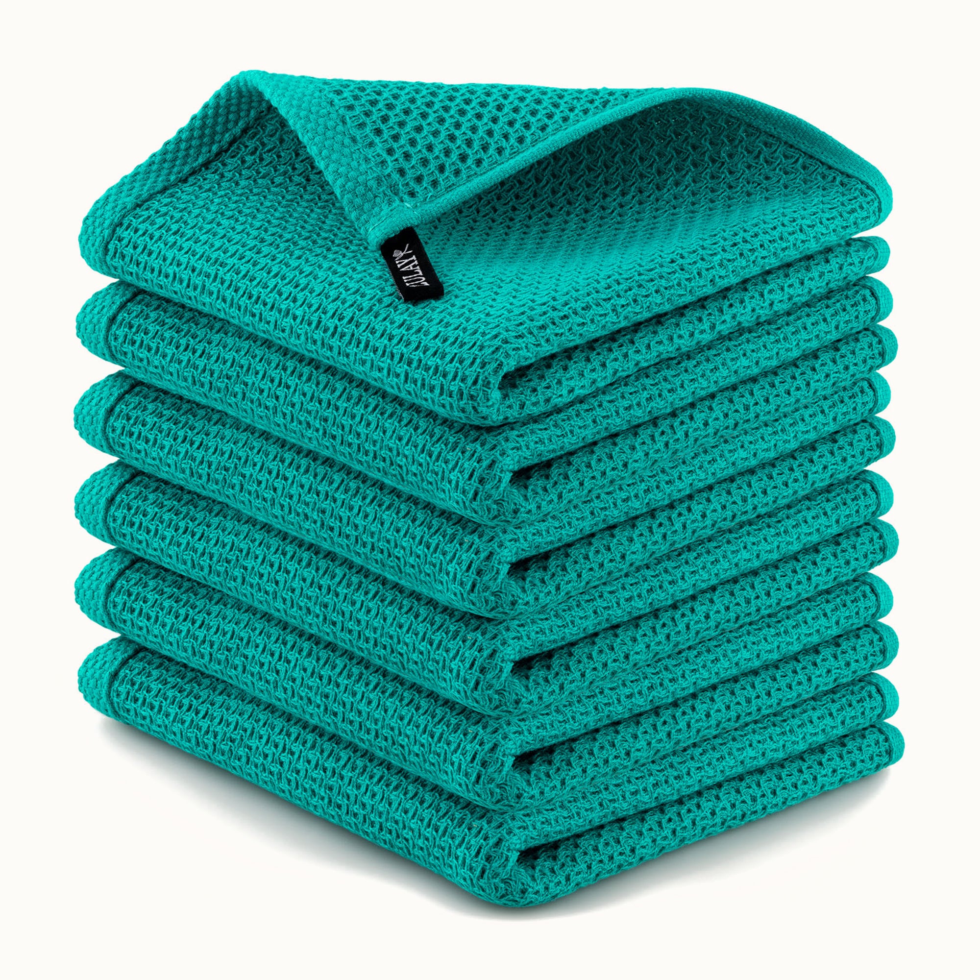 Waffle Weave Kitchen Towels - 6 Pack Teal by Zulay Kitchen