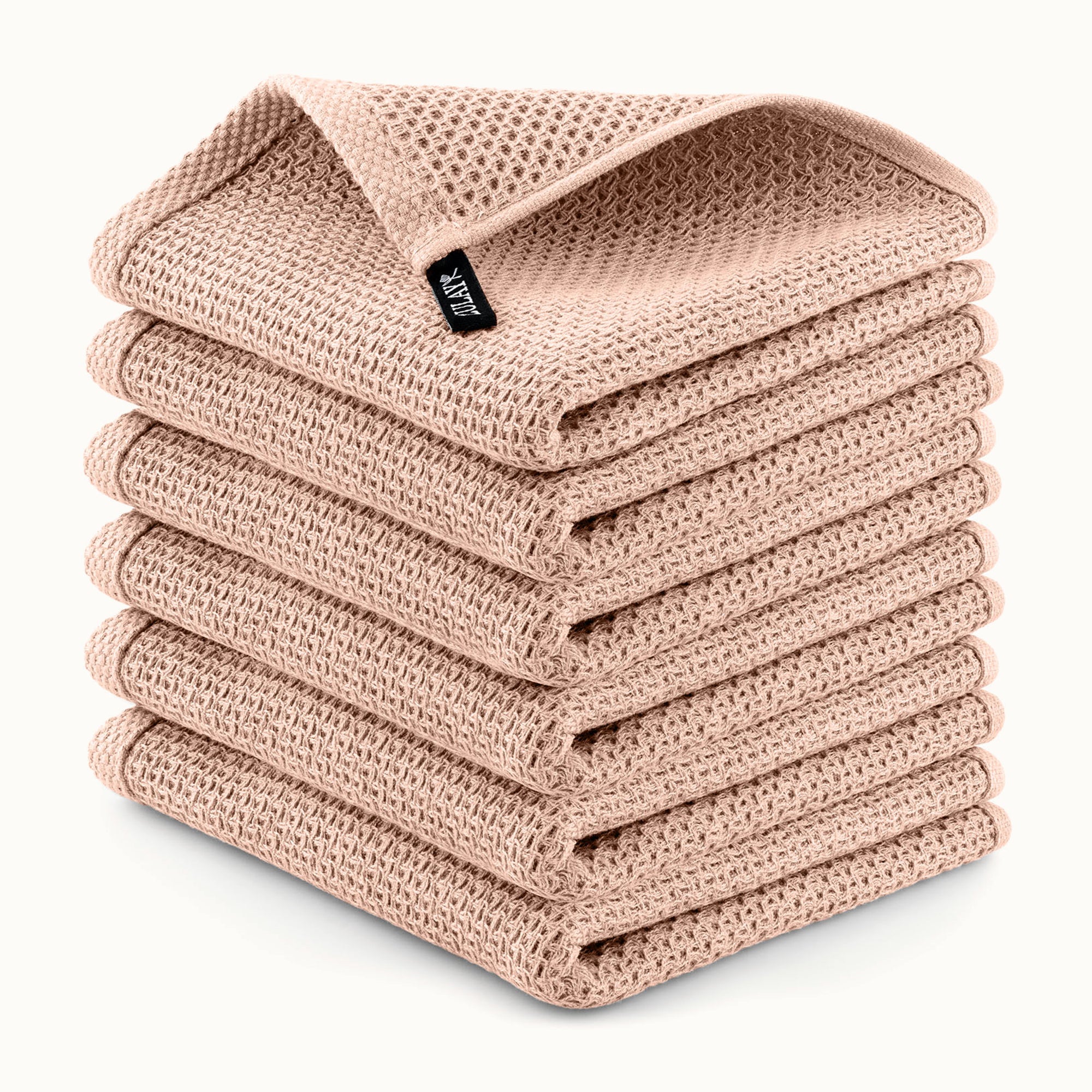 Waffle Weave Kitchen Towels - 6 Pack Light Beige by Zulay Kitchen
