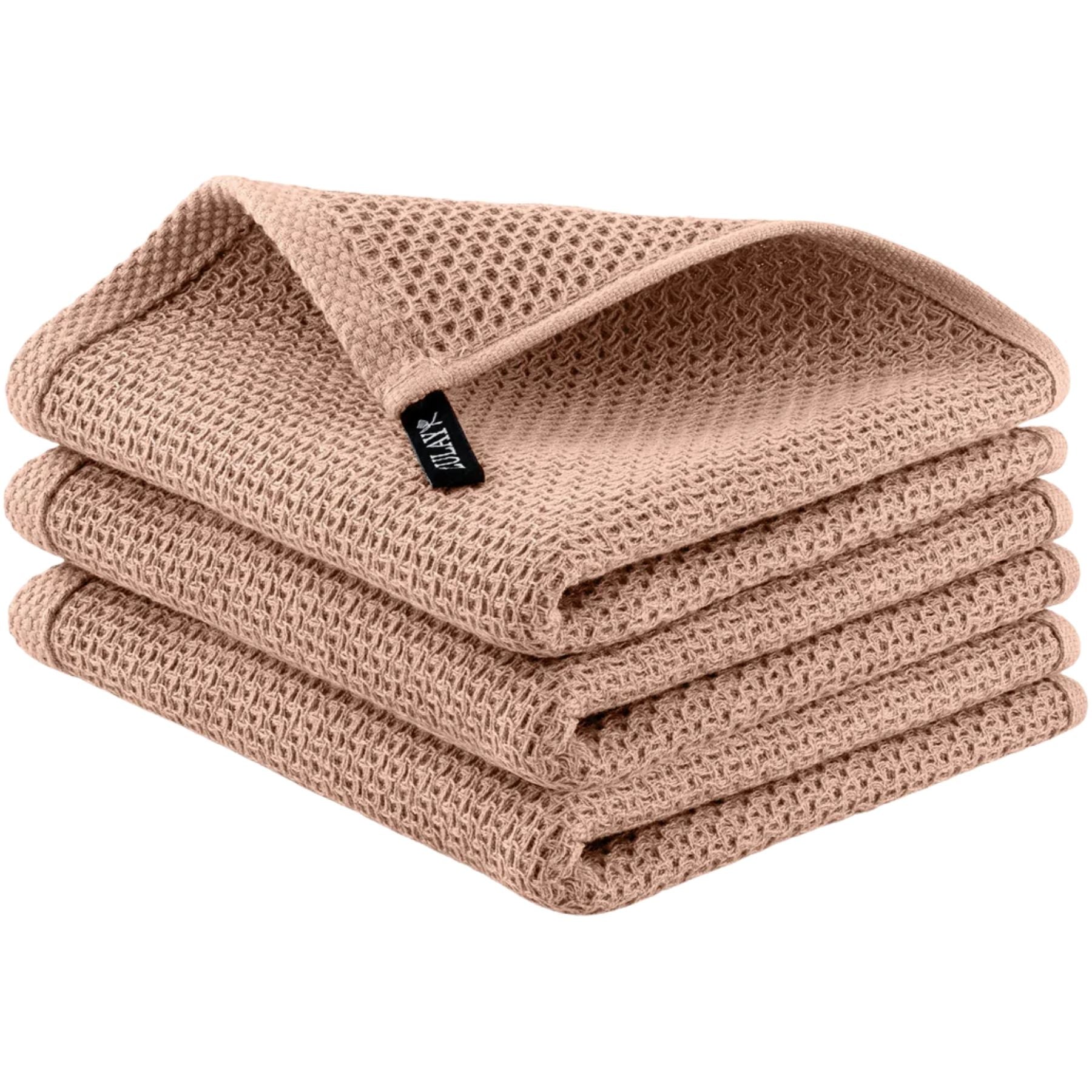 Waffle Weave Kitchen Towels-3 Pack 12 x 12 inch - Beige by Zulay Kitchen