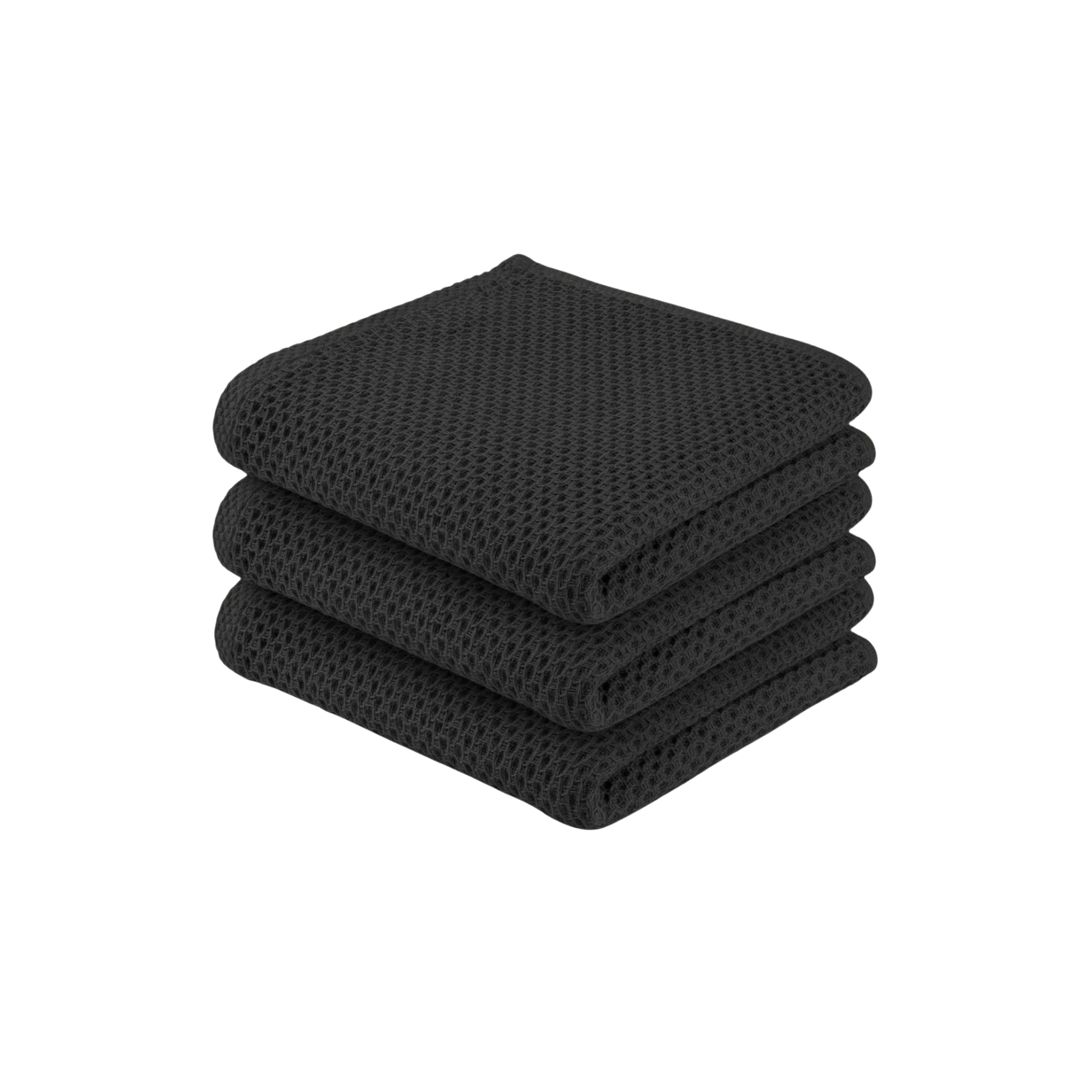 Waffle Weave Kitchen Towels-3 Pack 13 x 28 inch - Ash Black by Zulay Kitchen
