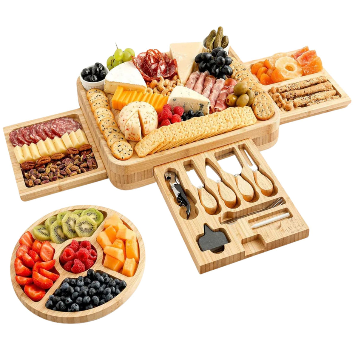 Entertain in style with this deluxe cheese and charcuterie  Deluxe charcuterie, cheeseboard Platter Set - Brown display picture 1