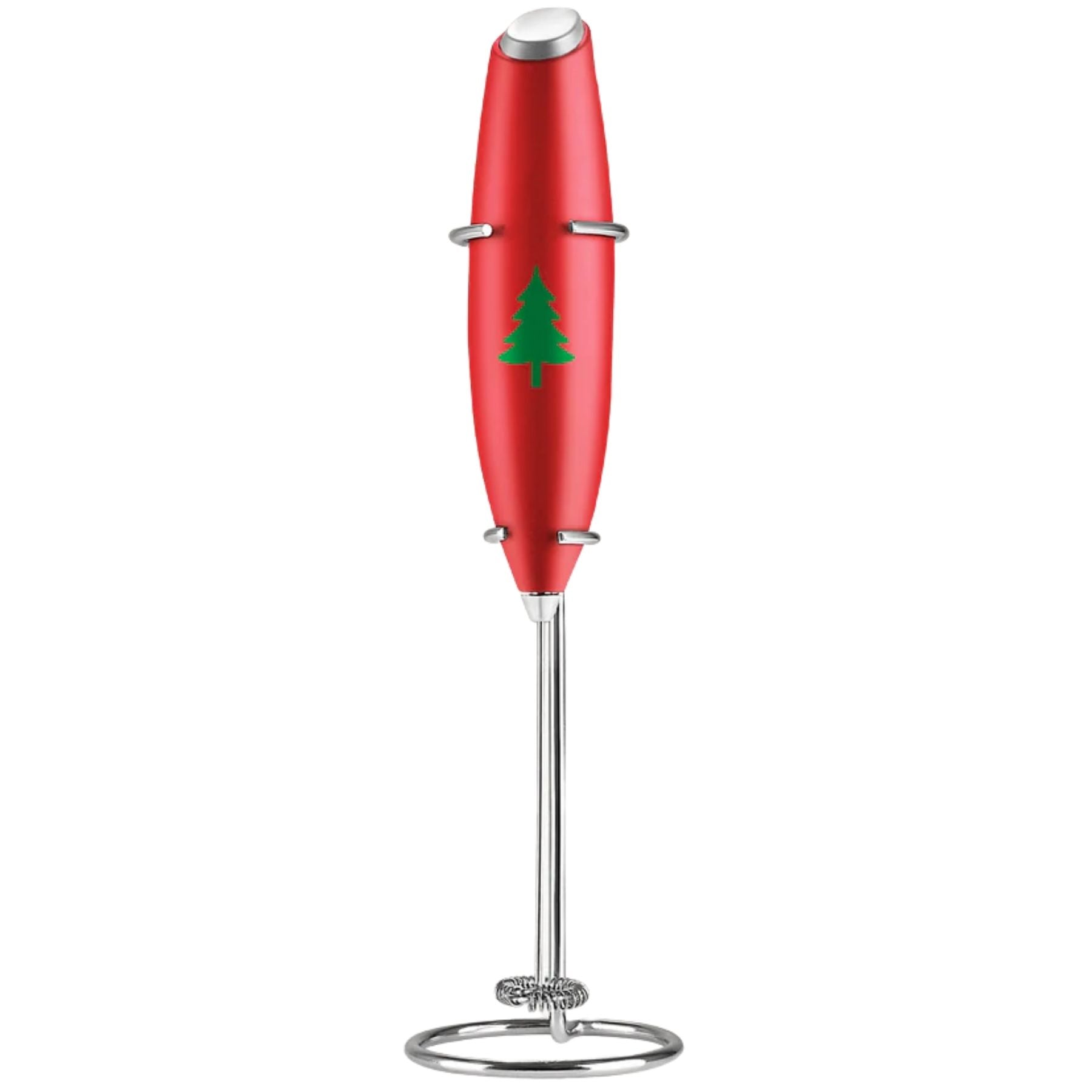 Milk Frother With Stand (Christmas Edition) Christmas Red by Zulay Kitchen