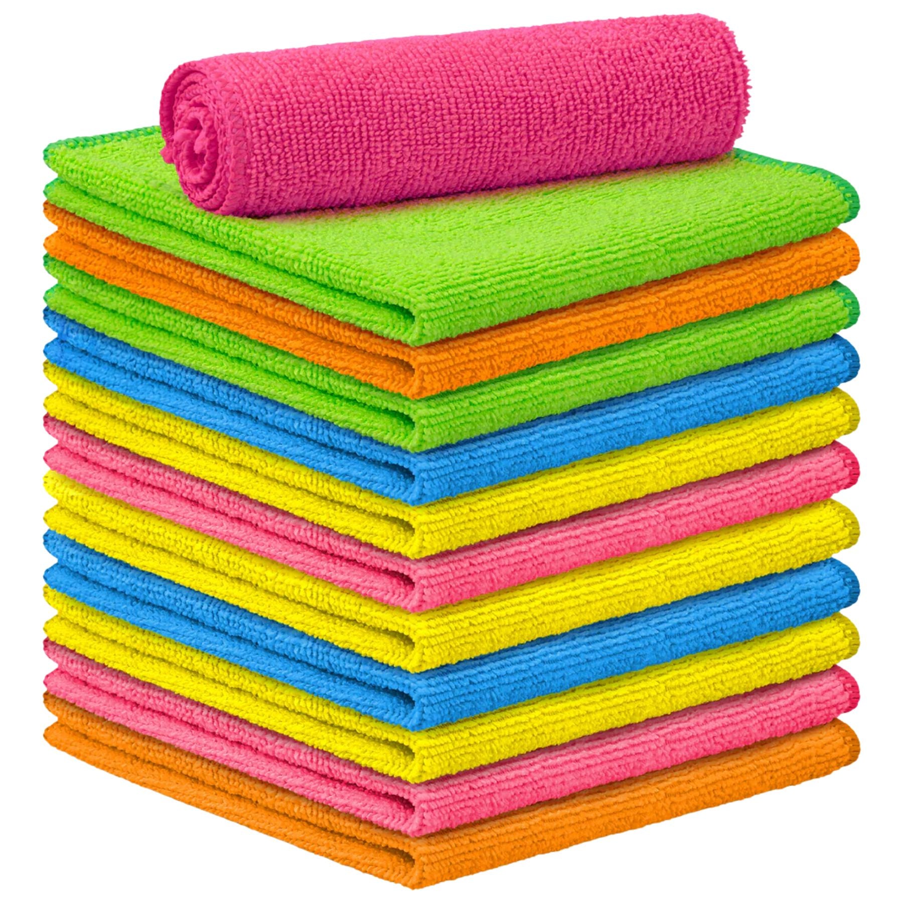 Microfiber Cleaning Cloths - 12 Pack of Highly Absorbent, Soft Microfiber Cloths by Zulay Kitchen