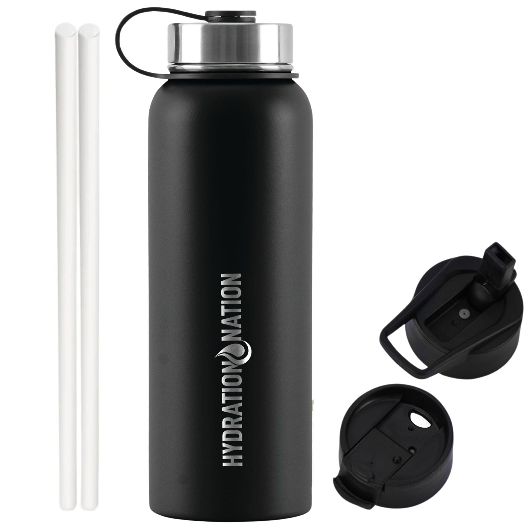 Hydration Nation Thermo Insulated Water Bottle- Midnight Black by Zulay Kitchen