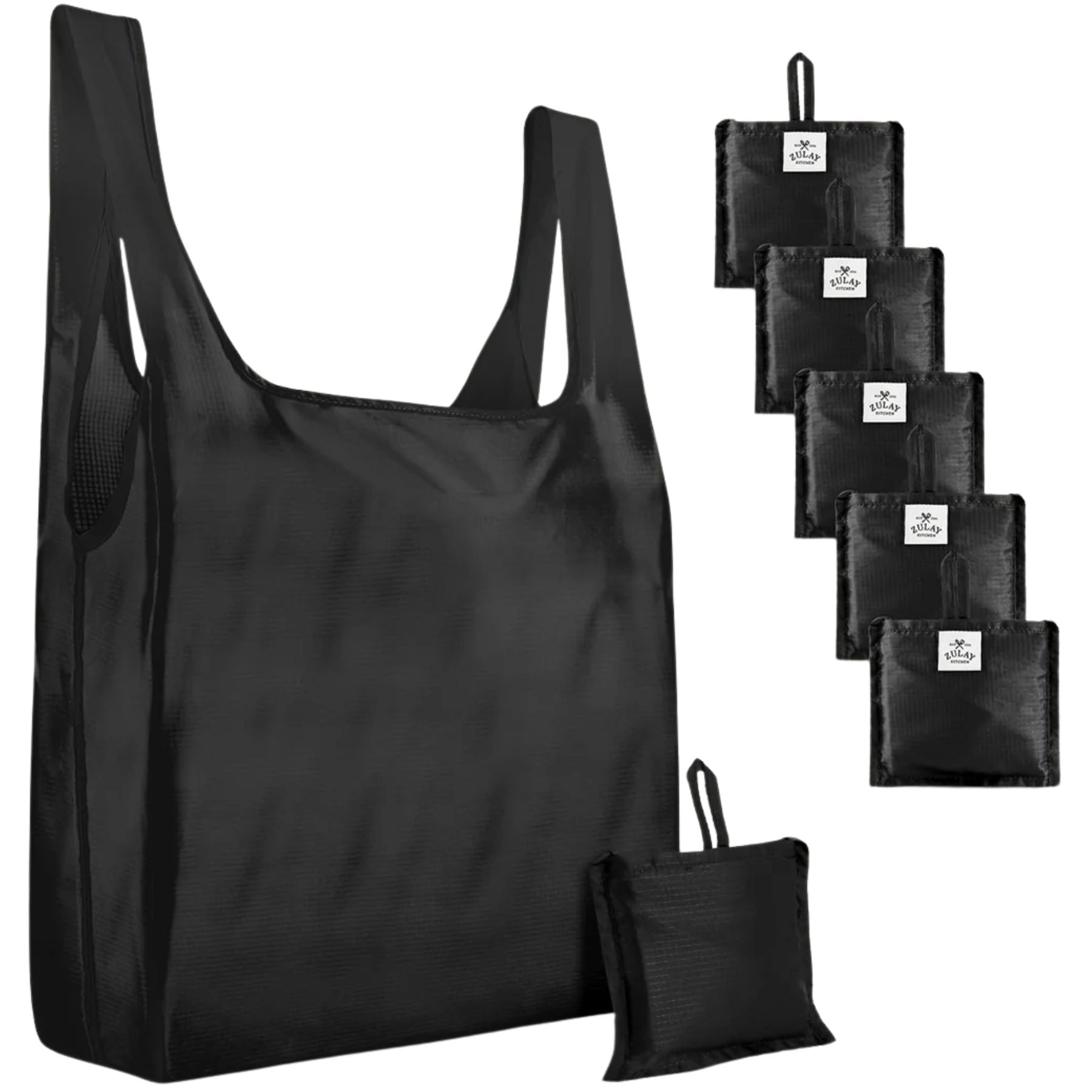 Reusable Grocery Bags - 5 Pack-Black by Zulay Kitchen