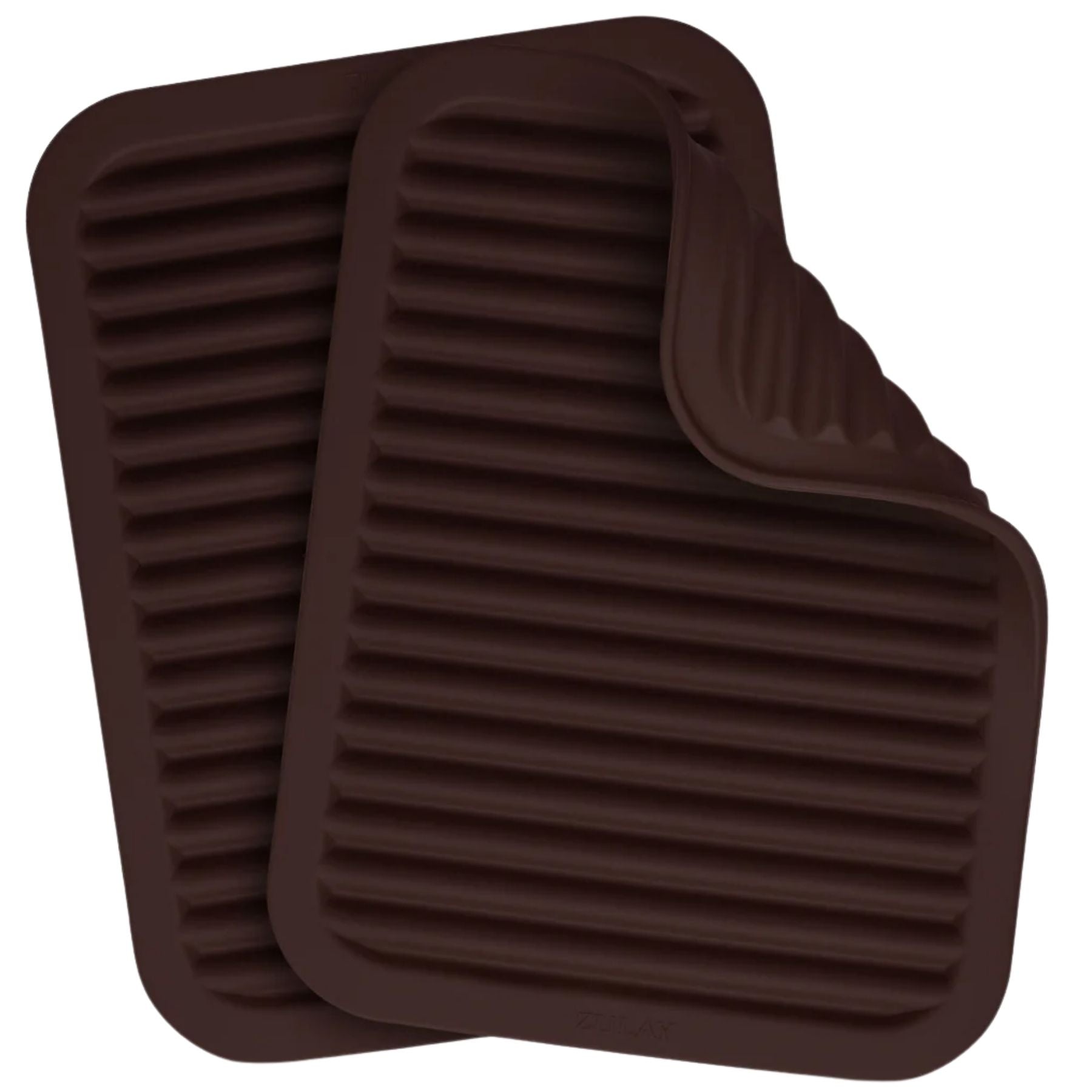 Silicone Trivets For Hot Pots and Pans (2 pack)-Dark Mahogany by Zulay Kitchen