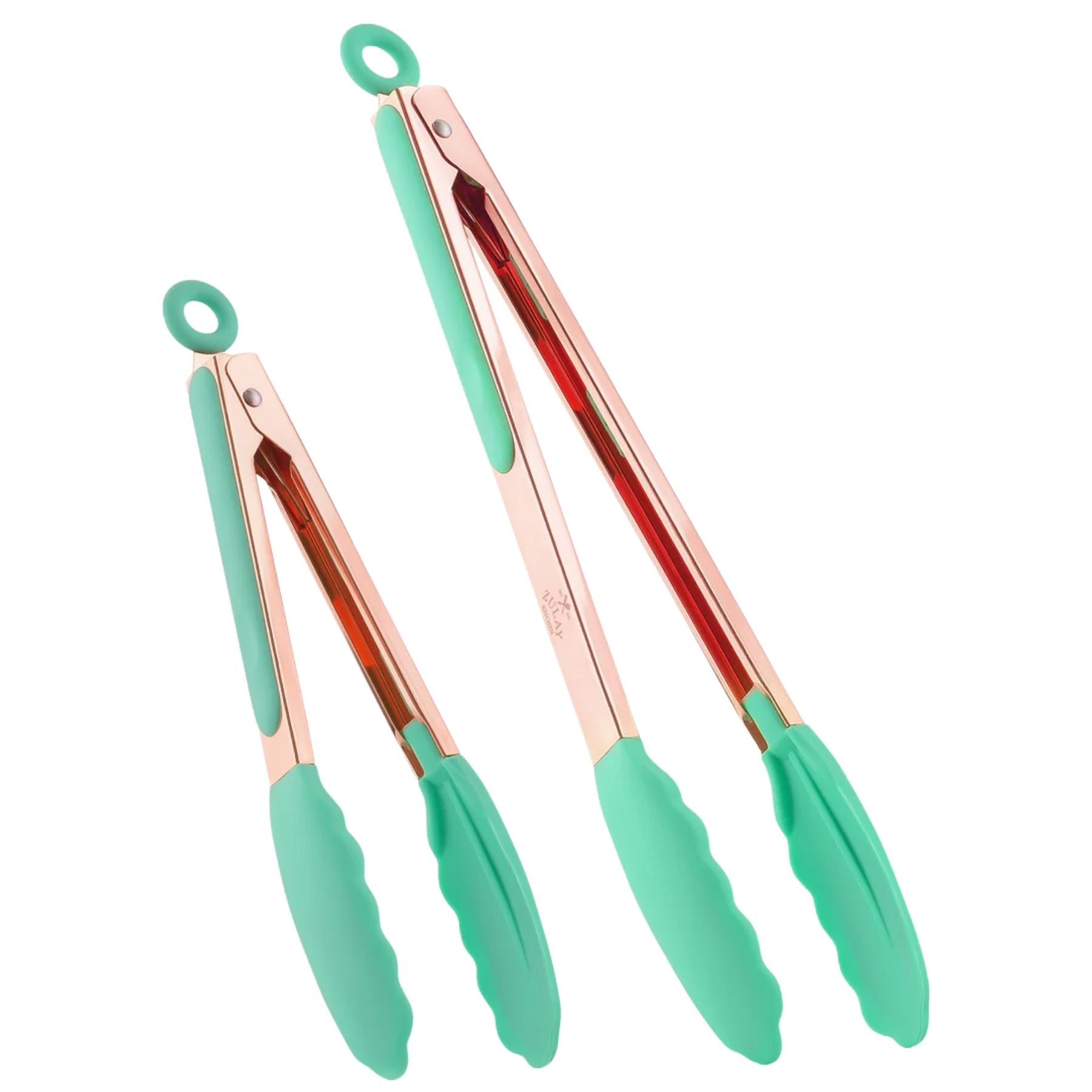 2 Piece Tongs For Cooking (9" & 12")- Rose Gold and Mint by Zulay Kitchen