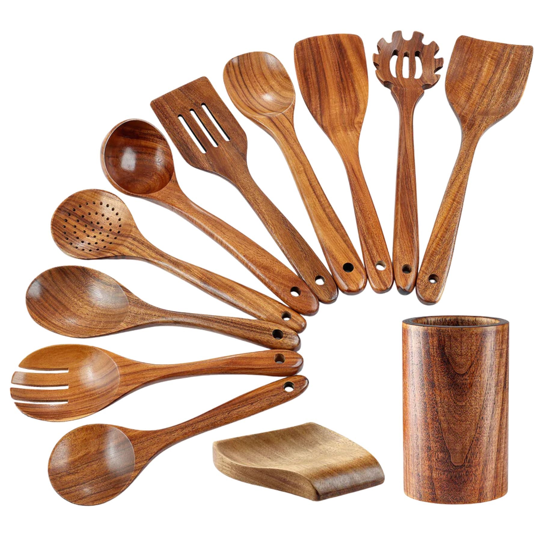 Teak Wood Utensils Set - 12pc Set by Zulay Kitchen