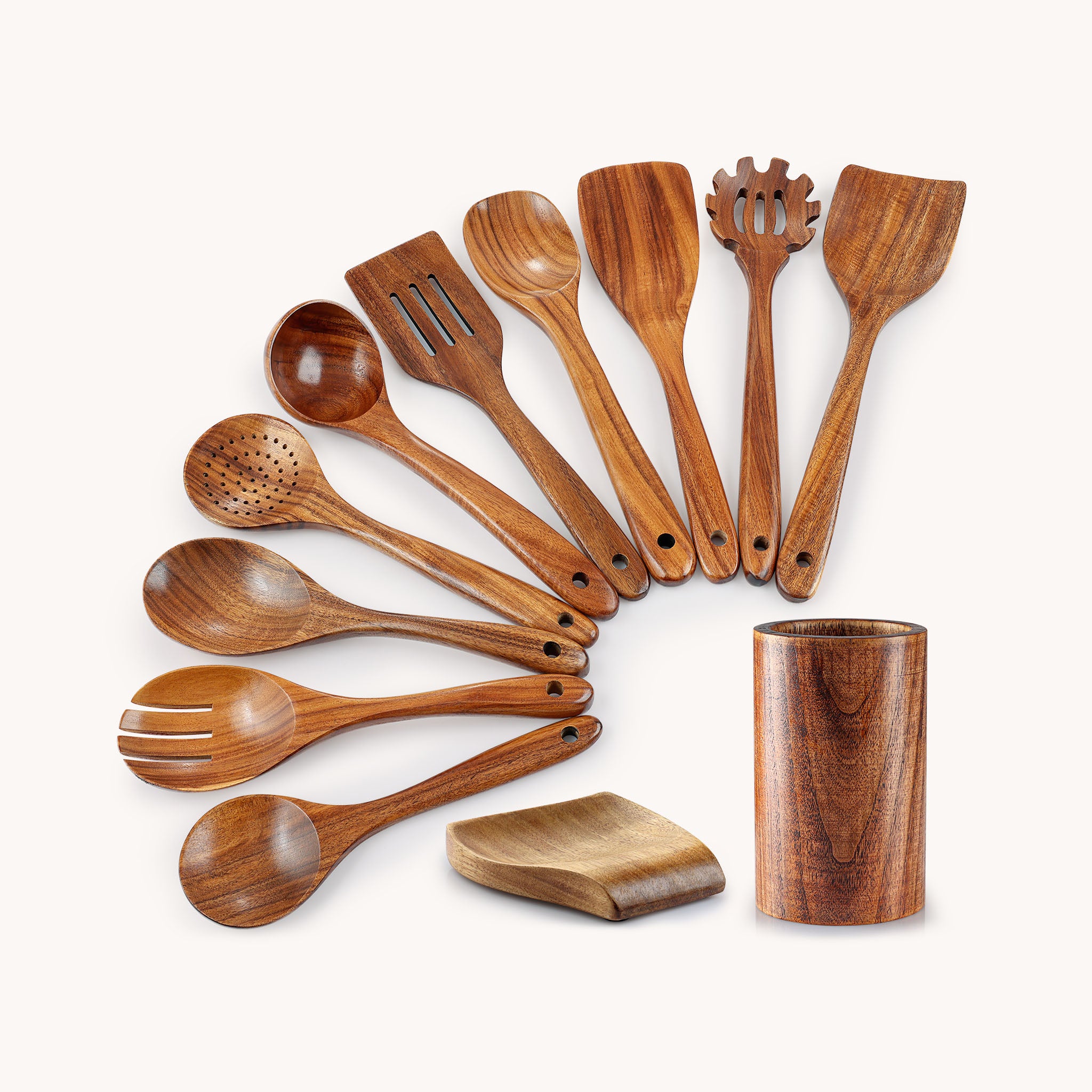 Teak Wood Utensils 12-Piece Set by Zulay Kitchen