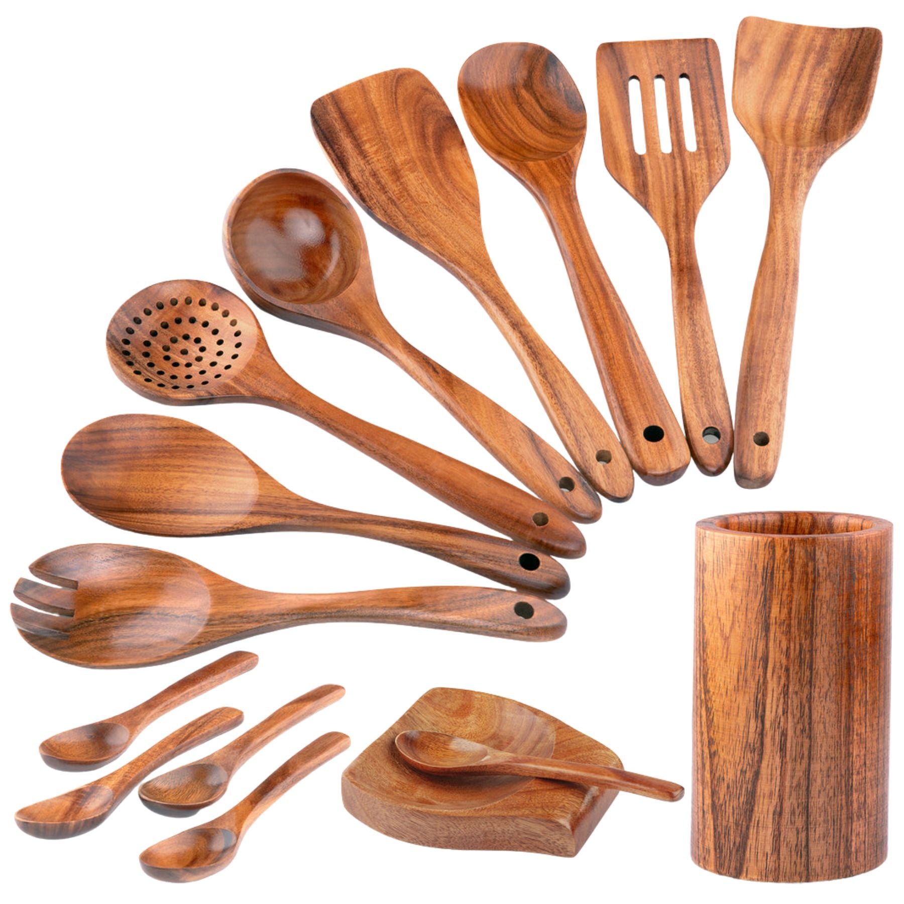 Teak Wood Utensils Set - 15pc Set by Zulay Kitchen