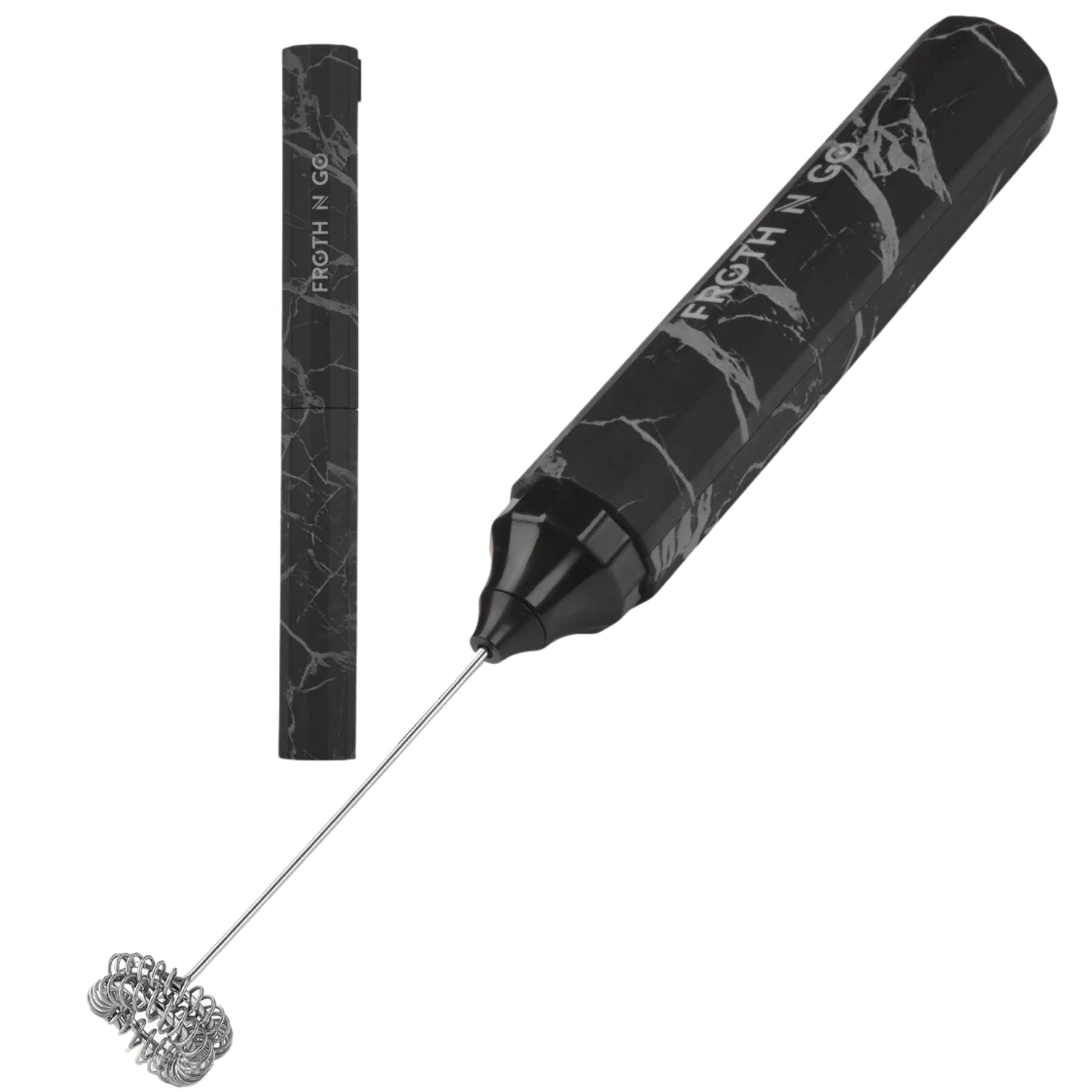 Froth N Go Rechargeable Milk Frother with Case - Black Marble by Zulay Kitchen