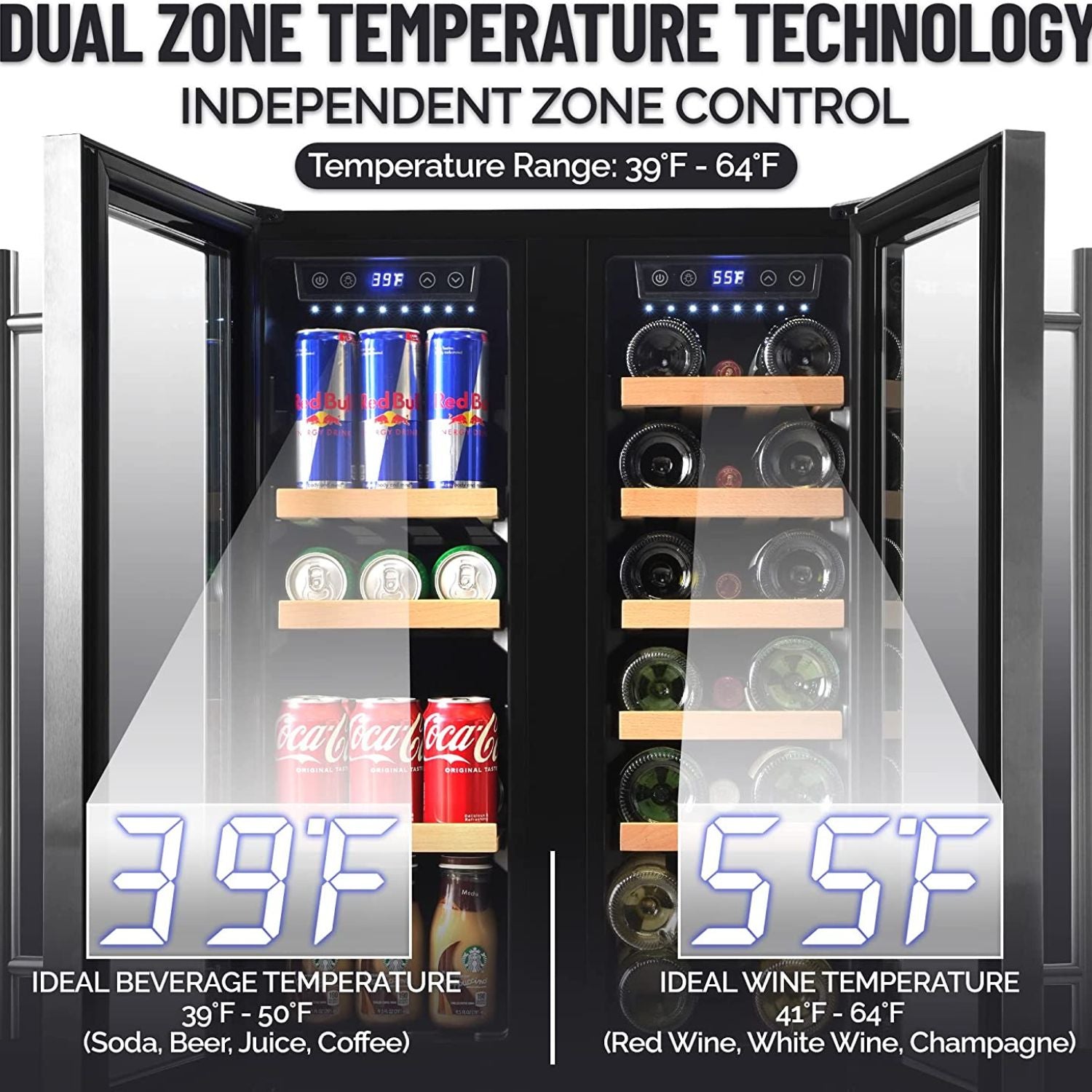 Dual-Door Beverage Cooler by Zulay Kitchen