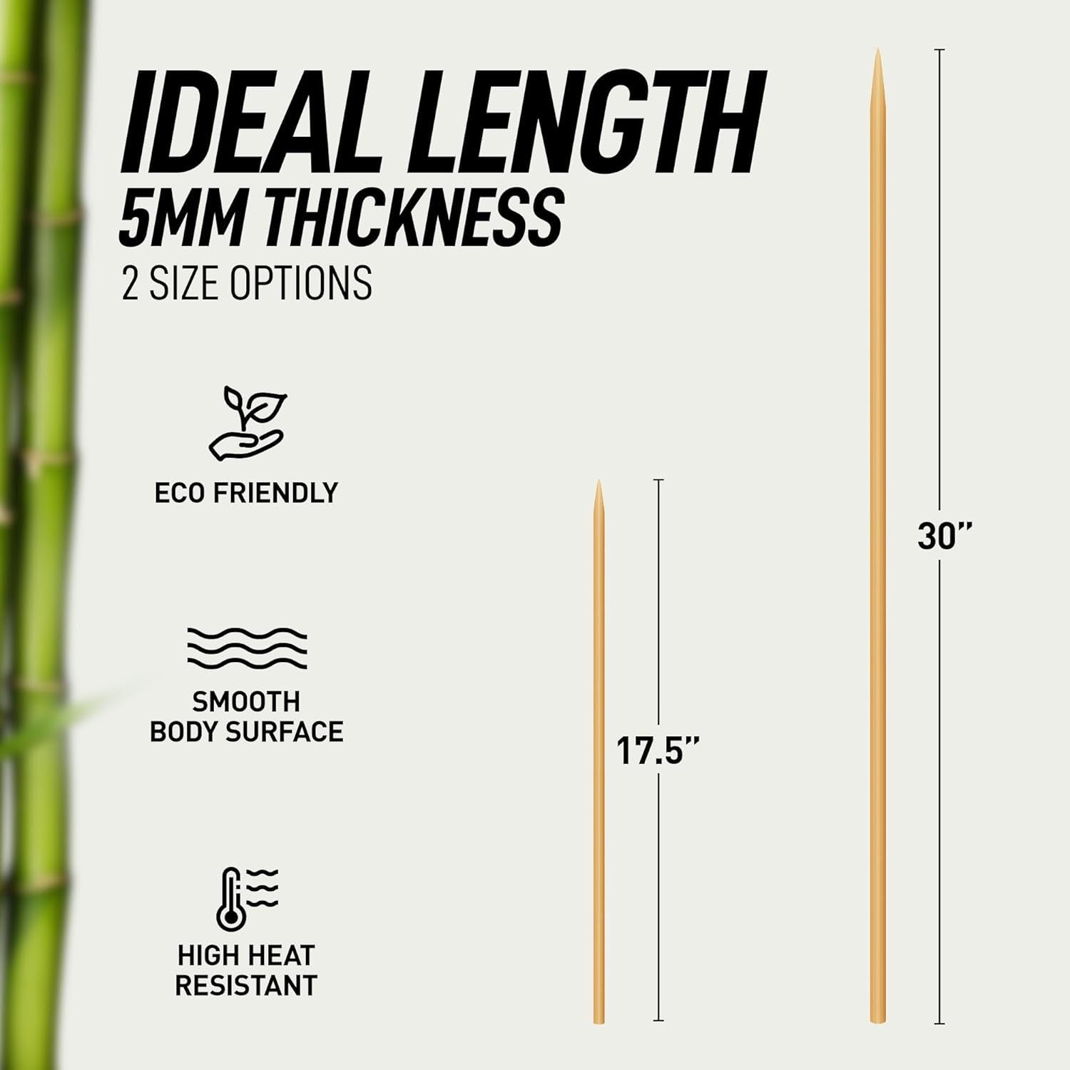 High Heat Resistant Bamboo Wooden Skewers by Zulay Kitchen