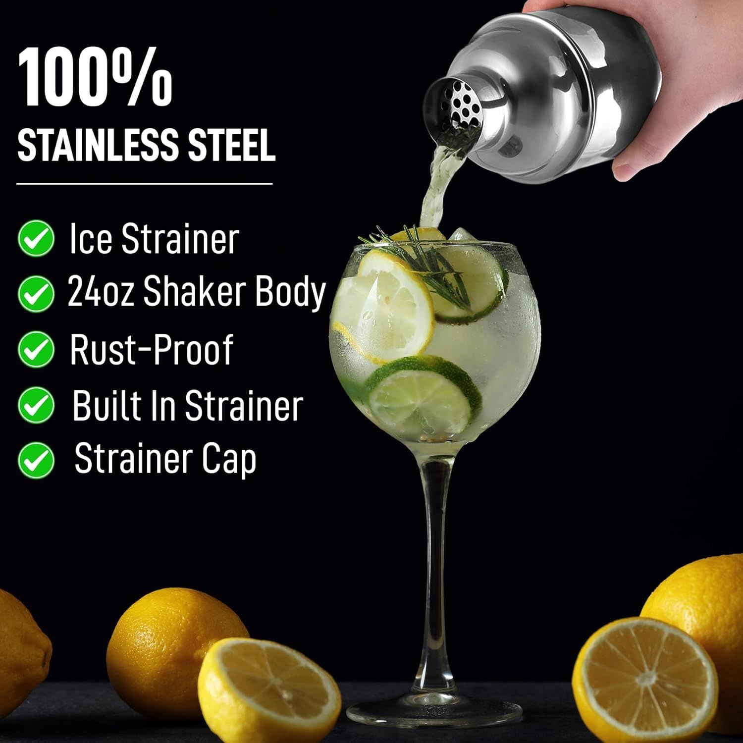 Made of Smooth & Sleek 304 Stainless Steel Cocktail Shaker by Zulay Kitchen