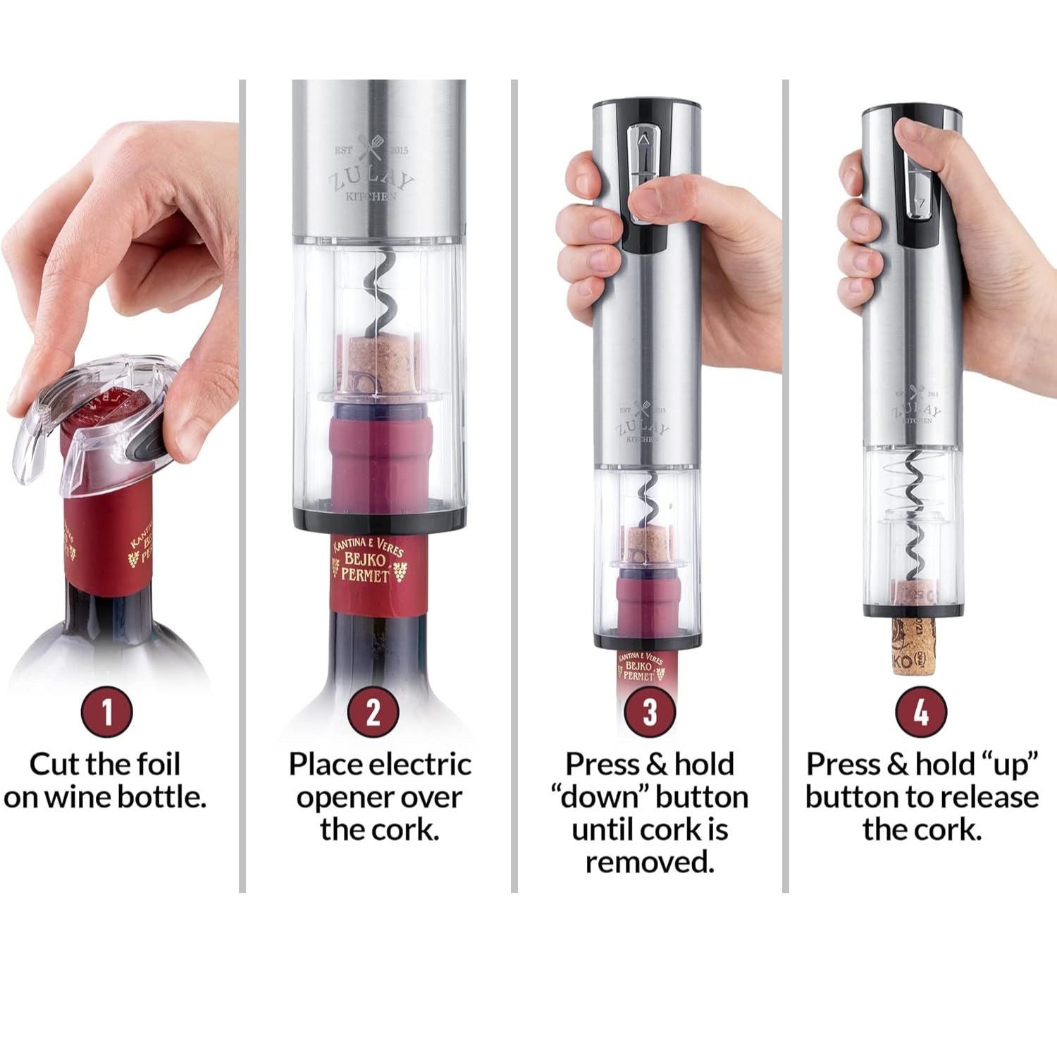 How to Use the Electric Wine Opener by Zulay Kitchen