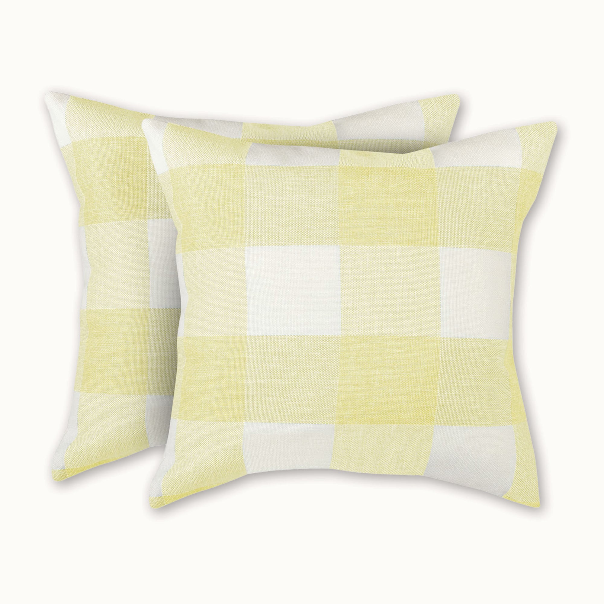 Buffalo Plaid Throw Pillow Covers – Yellow & White Checkered, Set of 2 (16x16, 18x18, or 20x20 Inch) by Zulay Kitchen