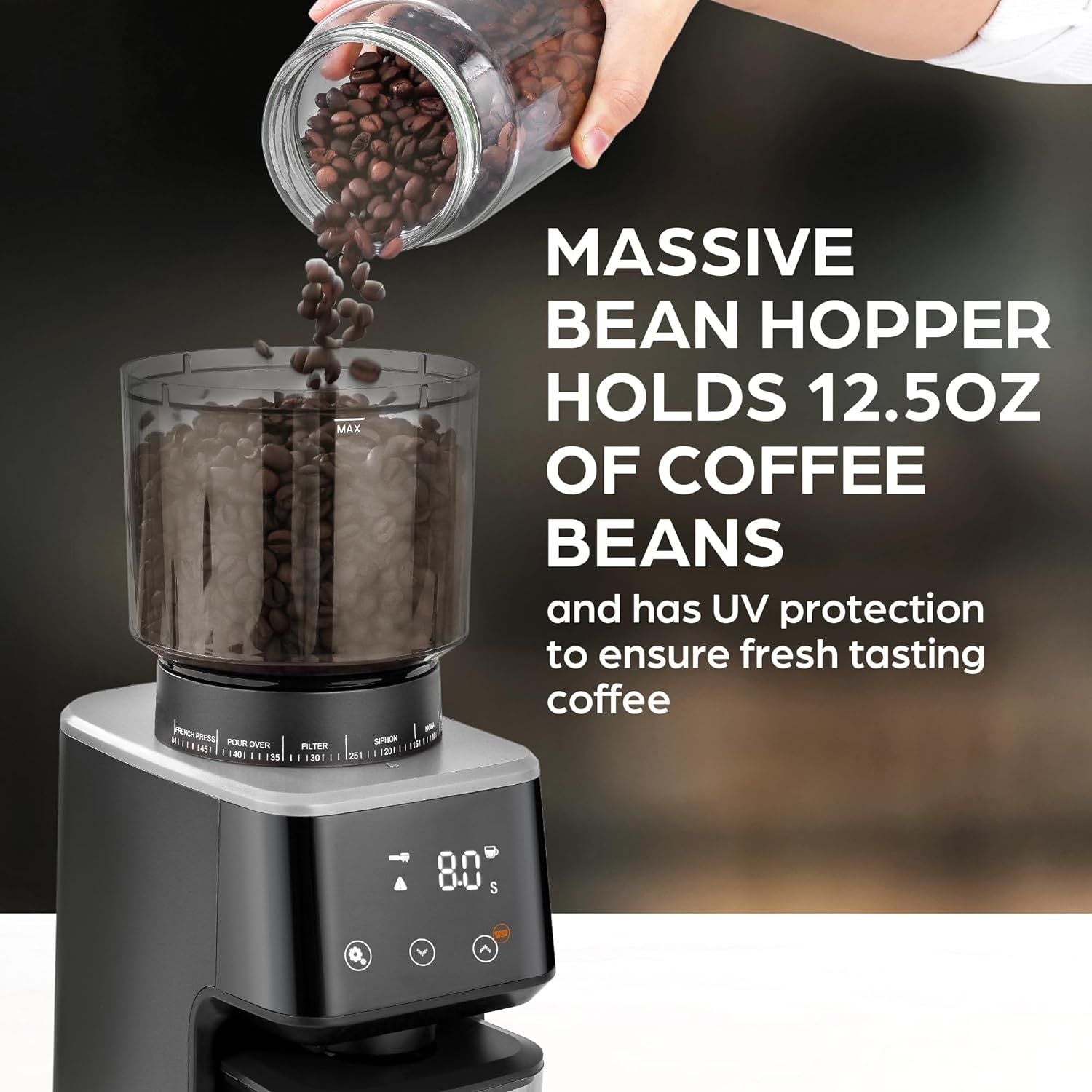 Massive Bean Hopper Holds 12.5oz of Coffee Beans Conical Burr by Zulay Kitchen
