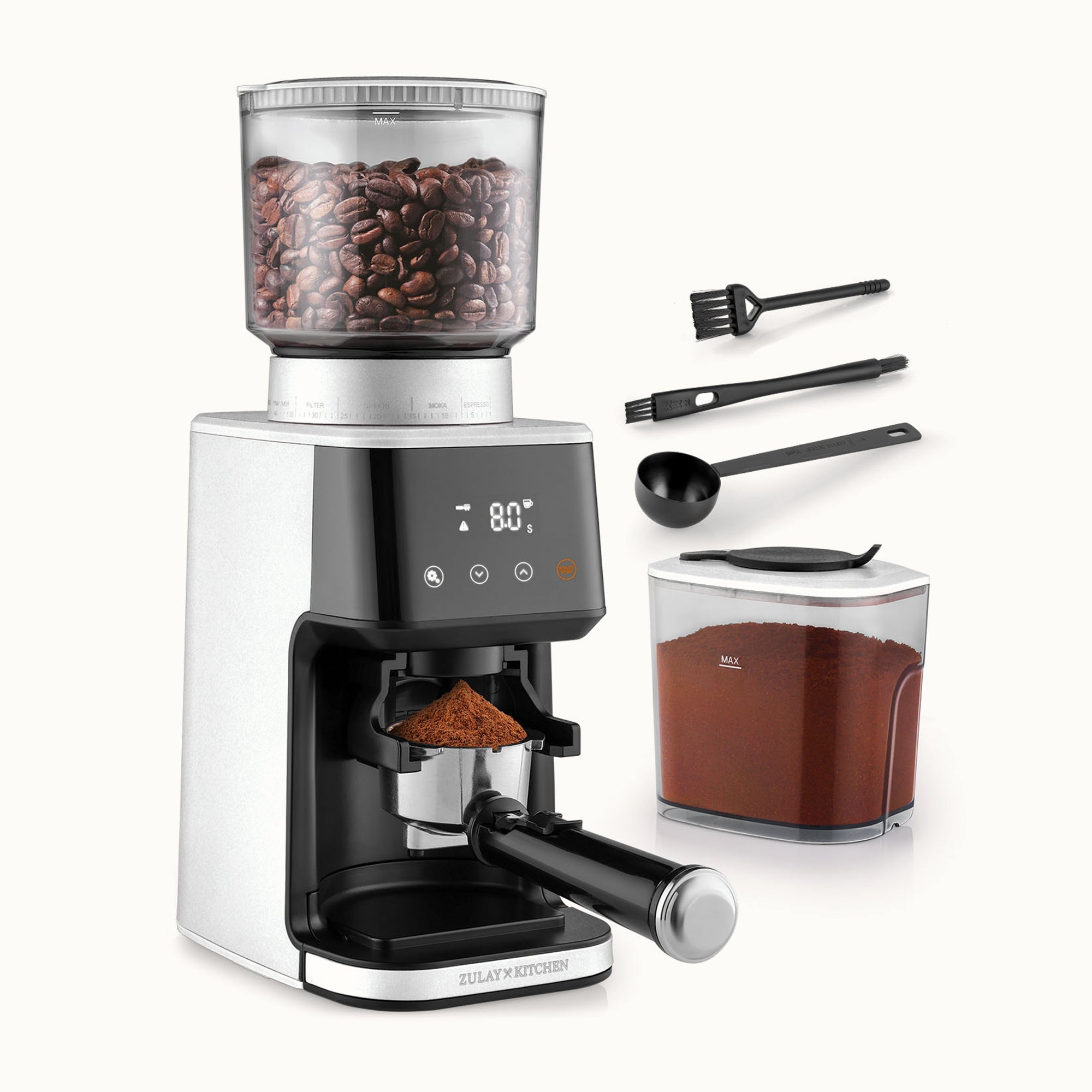 Zulay Kitchen Conical Burr Coffee Grinder-White by Zulay Kitchen