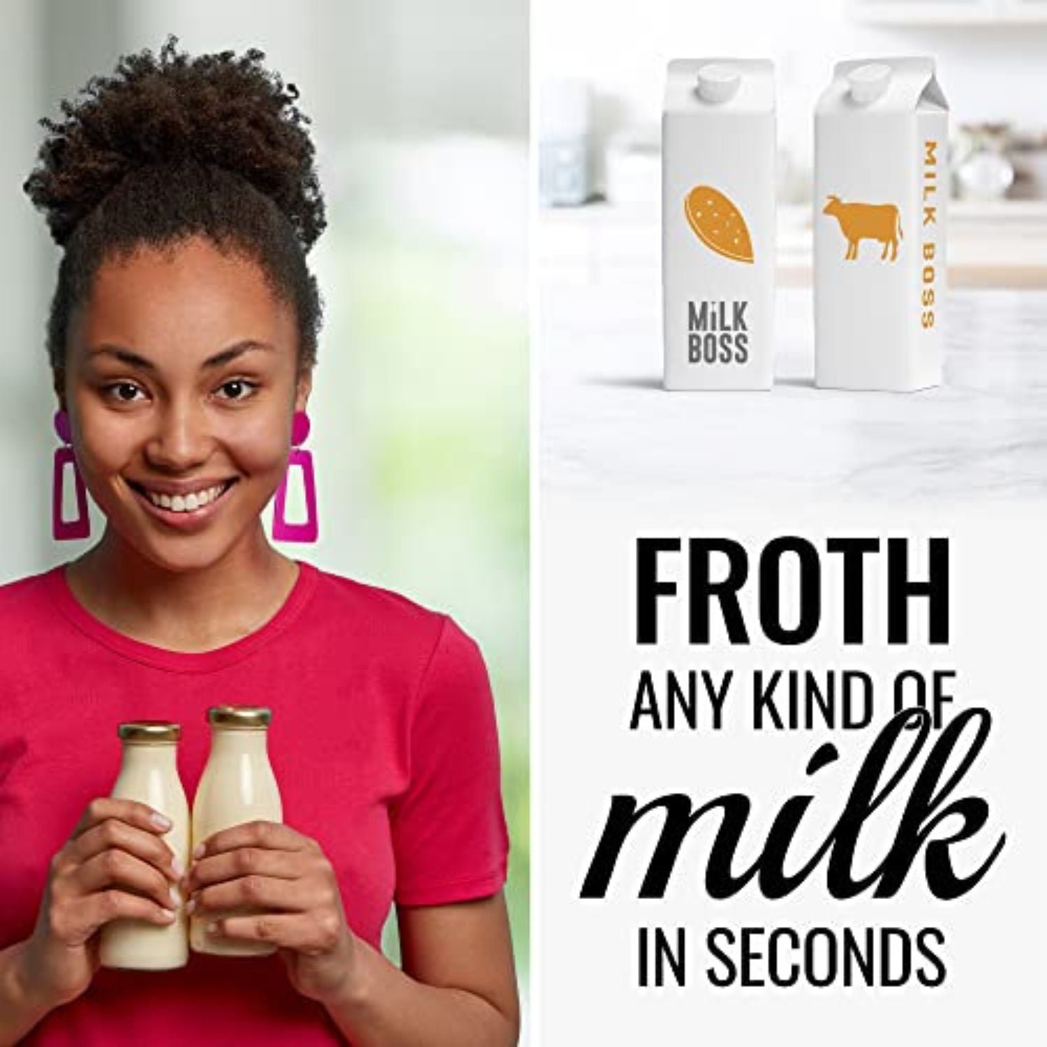 Froth Any Kind of Milk with Double Whisk Milk Frother With Upgraded Holster Stand by Zulay Kitchen