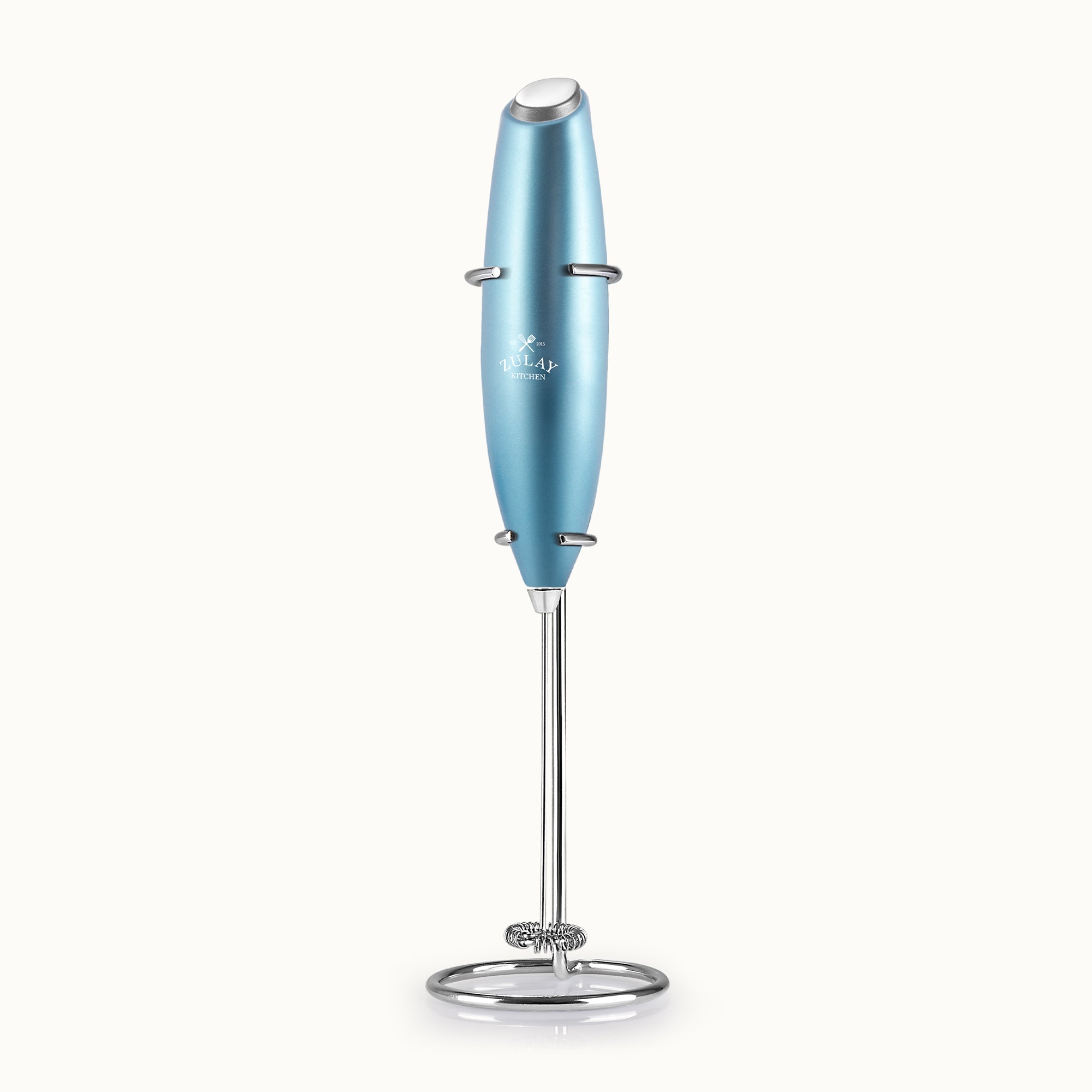 Milk Frother With Stand - Metallic Ice Blue by Zulay Kitchen