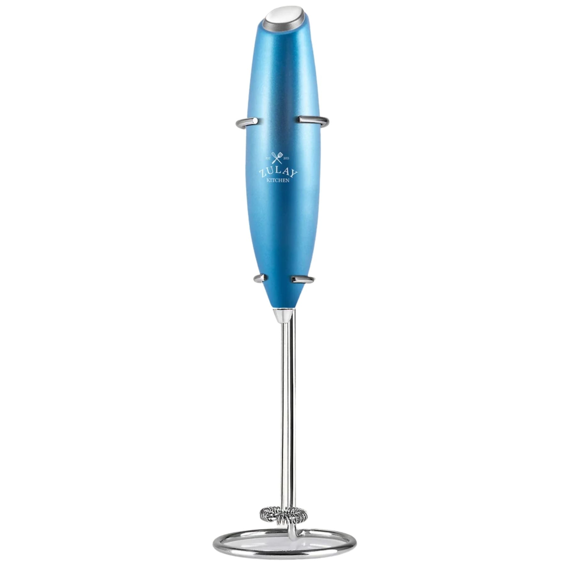 Milk Frother With Stand - Metallic Blue by Zulay Kitchen
