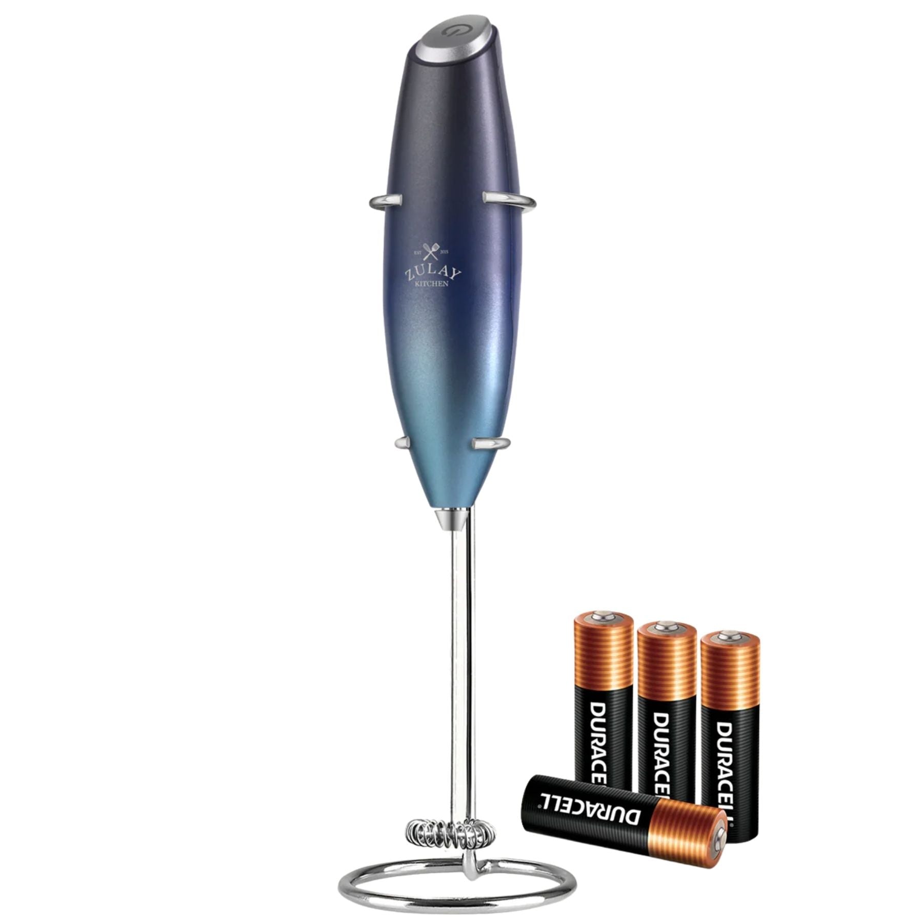 Milk Frother with 4 Batteries - Duracell Powered - Black n Dark Blue n Teal Blend by Zulay Kitchen